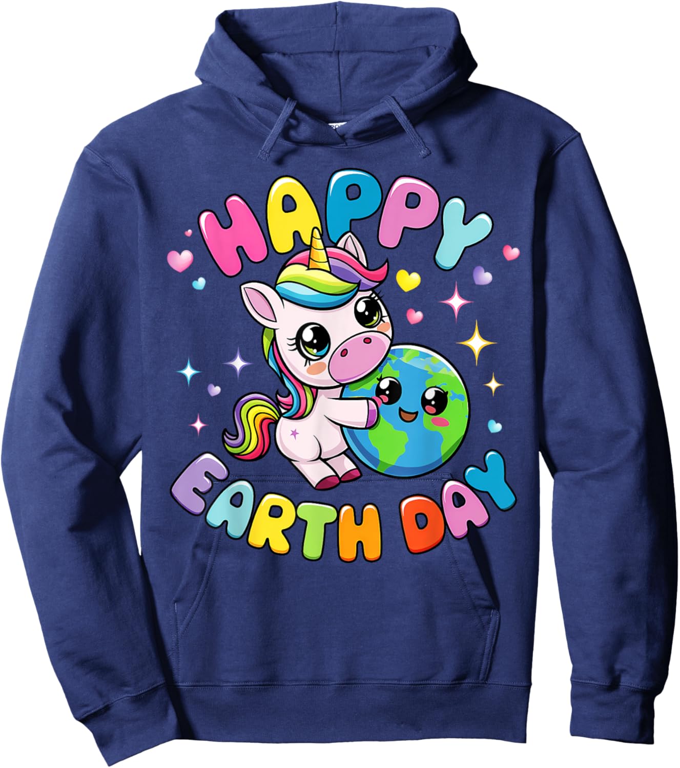 Happy Earth Day Unicorn Earth Day 2025 Kids Toddler Girl Hoodie - Hoodie | Navy