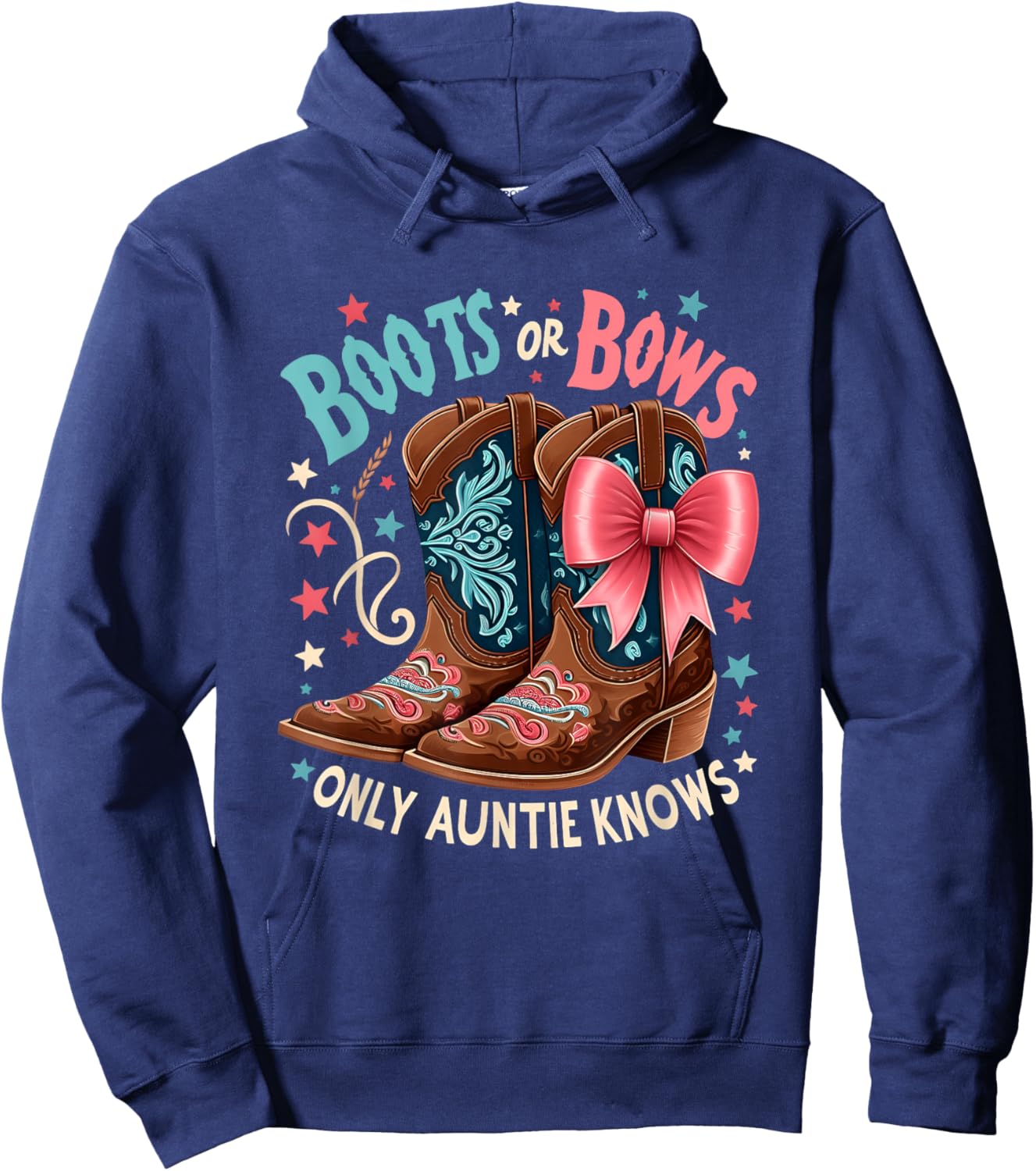 Boots Or Bows Only Auntie Knows Aunt Baby Announcement Hoodie - Hoodie | Navy