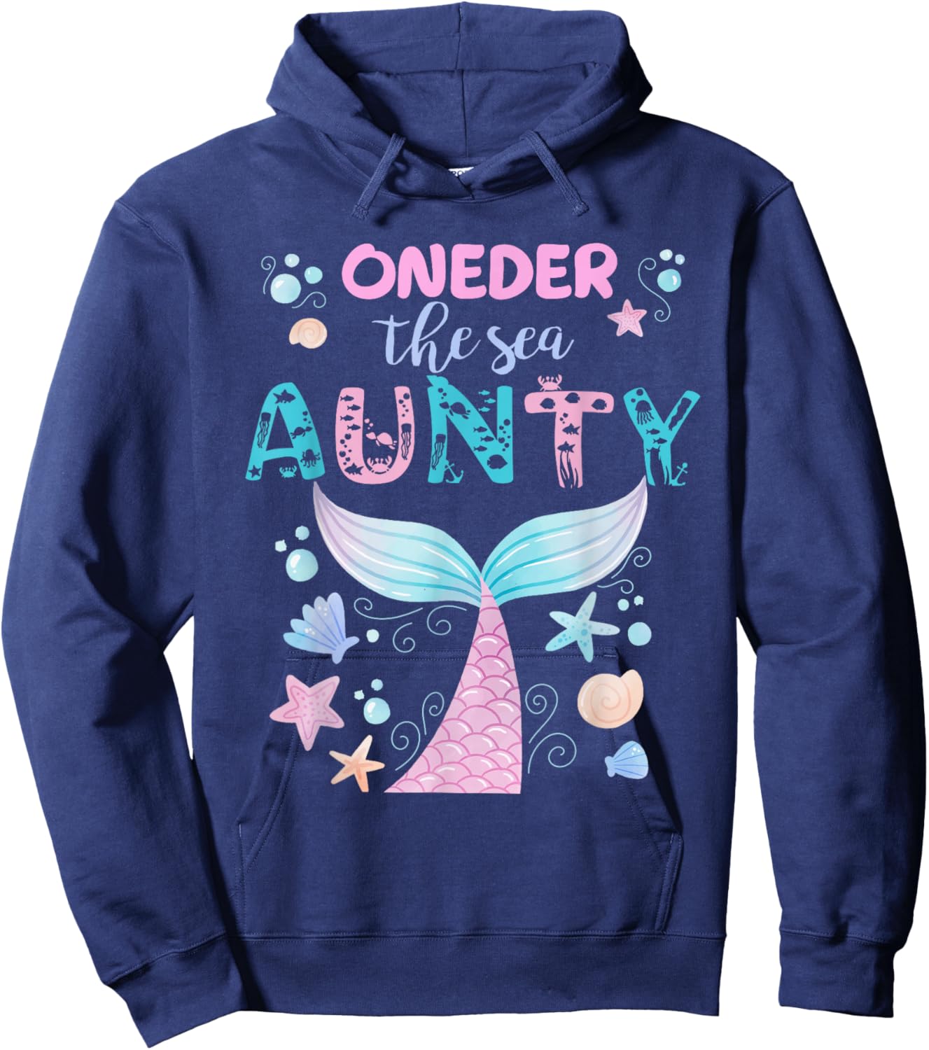 Under Sea Aunty Birthday Girl Mermaid Tail Family Party Hoodie - Hoodie | Navy
