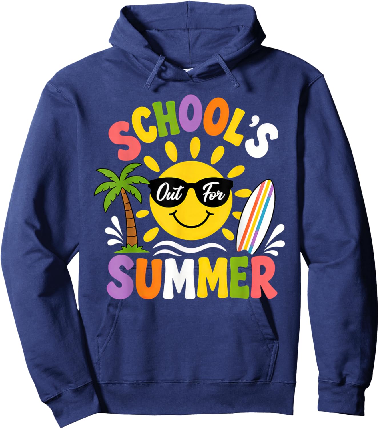 Last Day of School Graduation Groovy Schools Out for Summer Hoodie - Hoodie | Navy