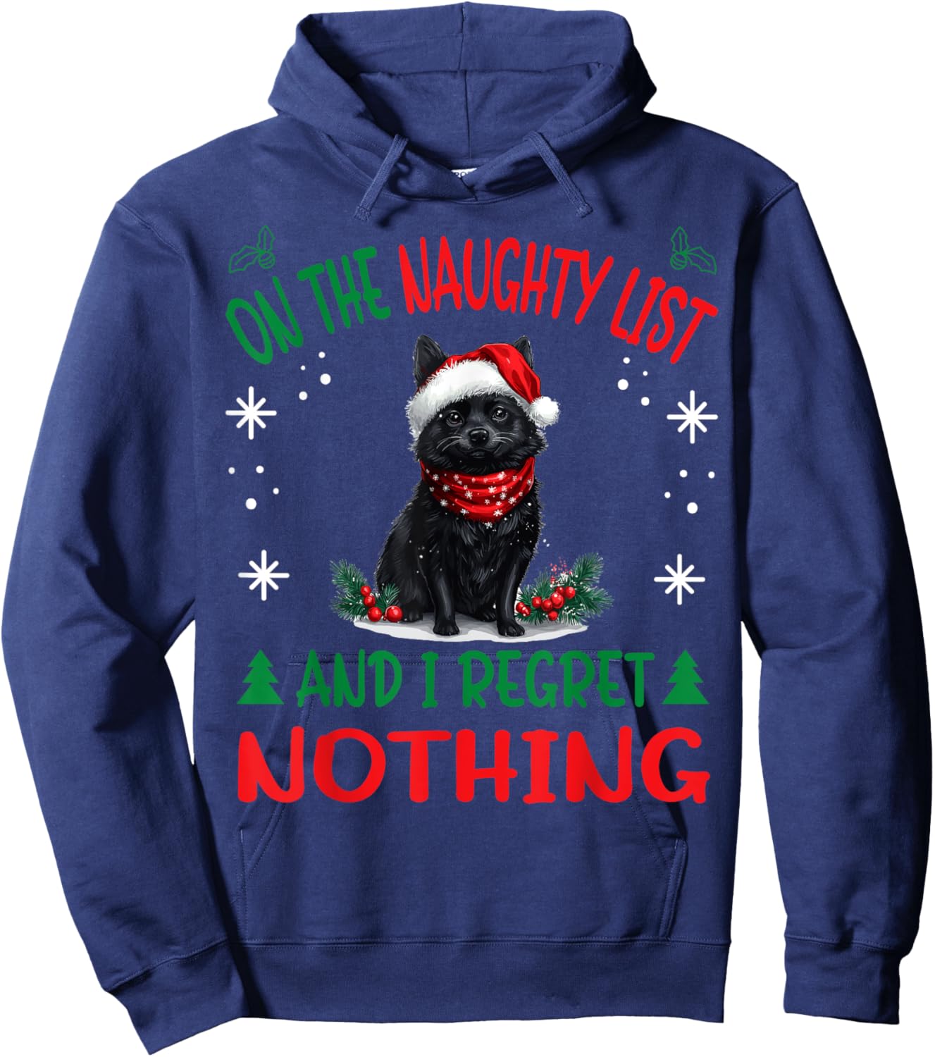 Cute Schipperke dog Dog Christmas On The Naughty List and I Women Hoodie - Hoodie | Navy