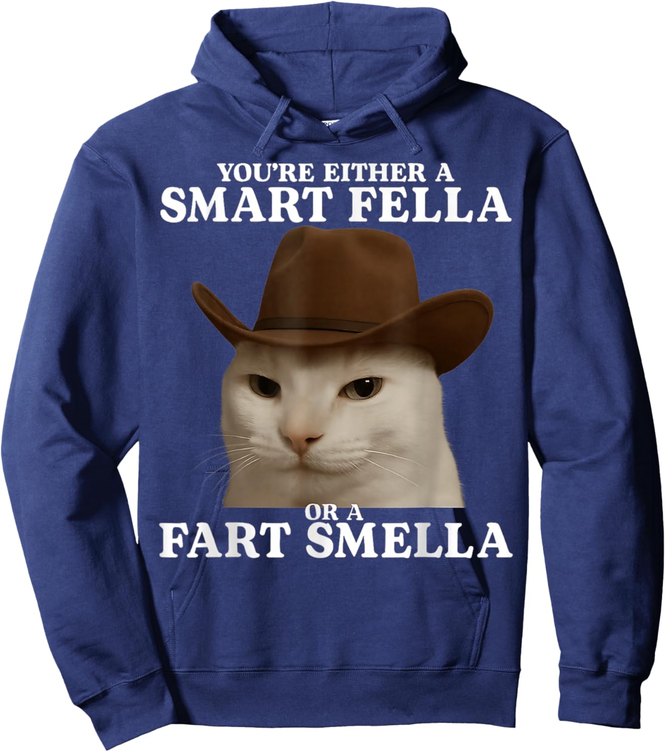 You're Either a Smart Fella or a Fart Smella Cat Funny Meme Hoodie - Hoodie | Navy