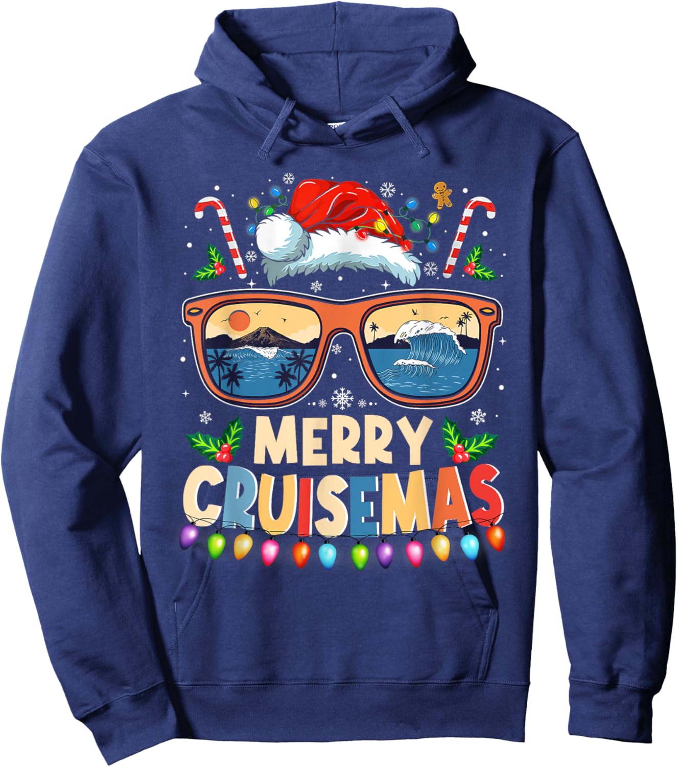 Merry Cruisemas 2025 Funny Christmas Santa Reindeer Cruise Hoodie - Hoodie | Navy