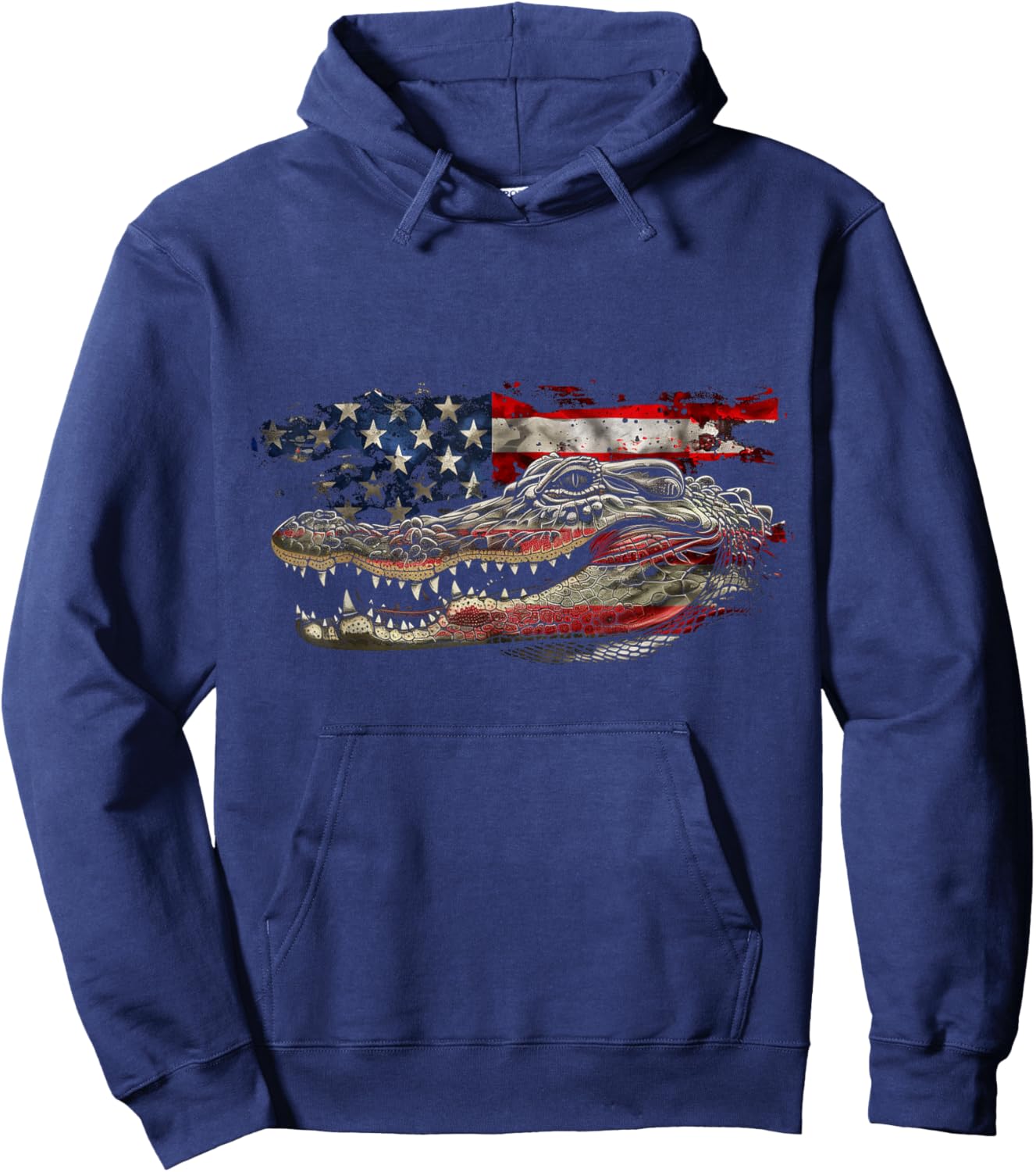 Alligator American Flag Gator Hunter Reptile Patriotic Hoodie - Hoodie | Navy