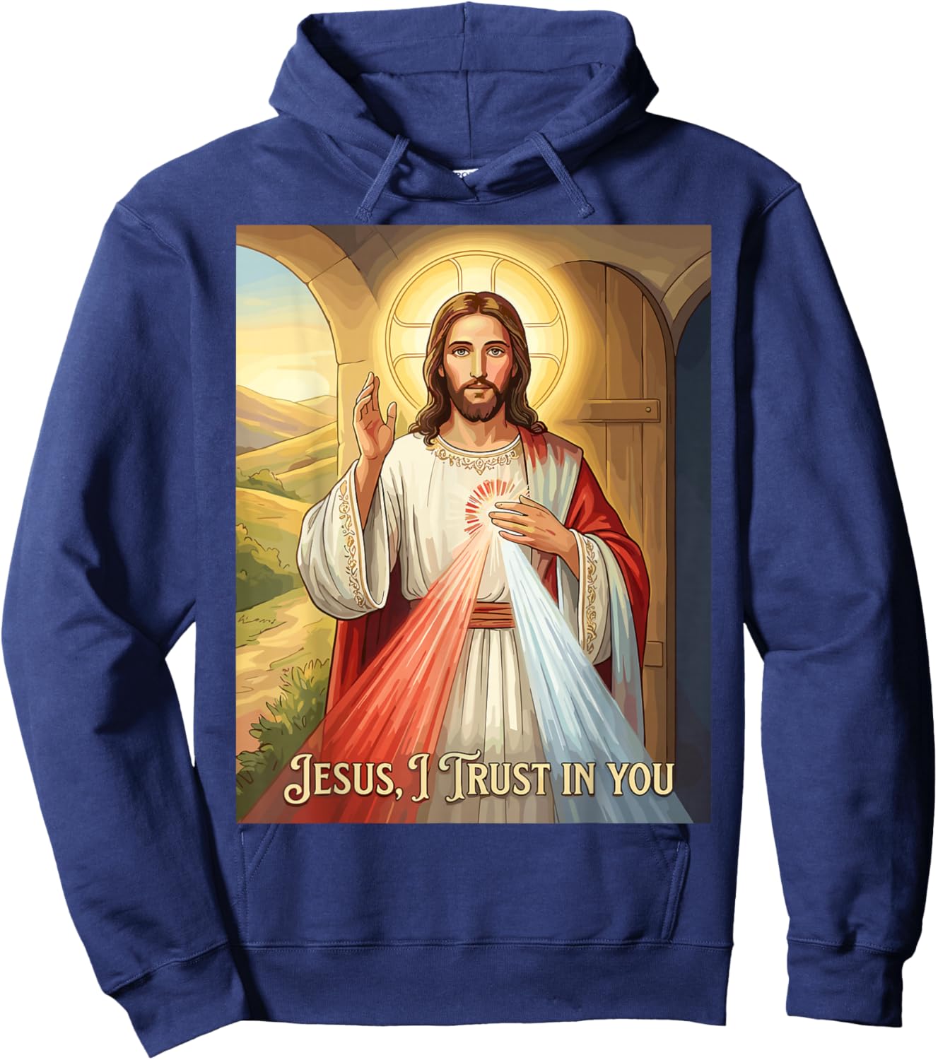 Divine Mercy Image Jesus I Trust in You Catholic Prayer Hoodie - Hoodie | Navy