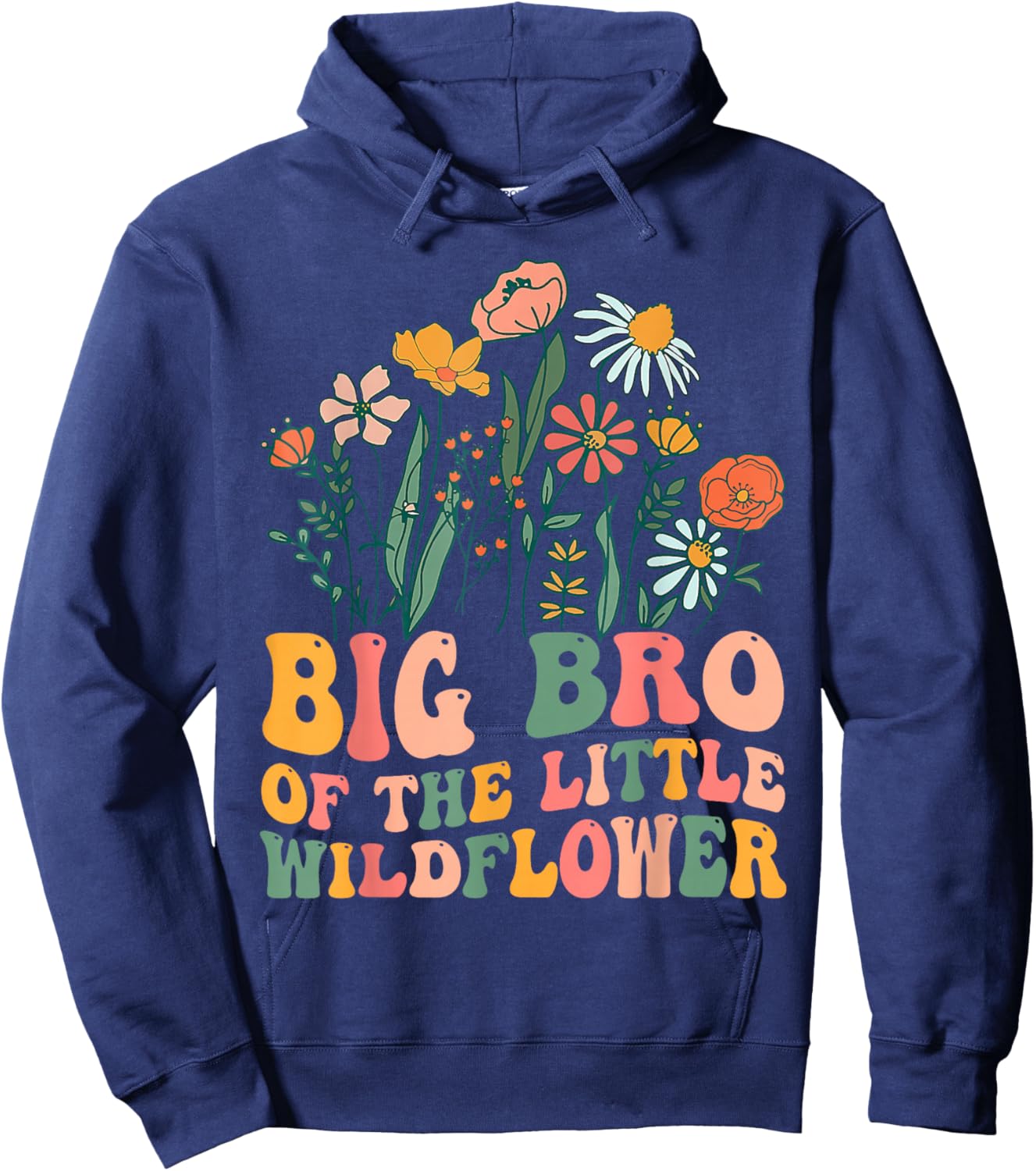 Big Brother Of The Little Wildflower Birthday Party Baby Hoodie - Hoodie | Navy
