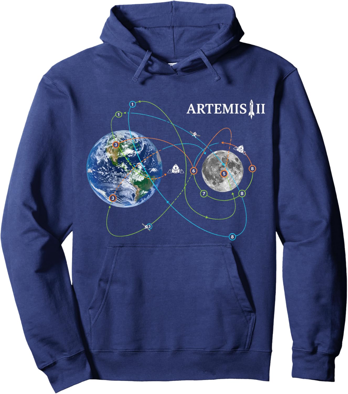 Artemis II 2026 American Rocket Launch to The Moon Landing Hoodie - Hoodie | Navy