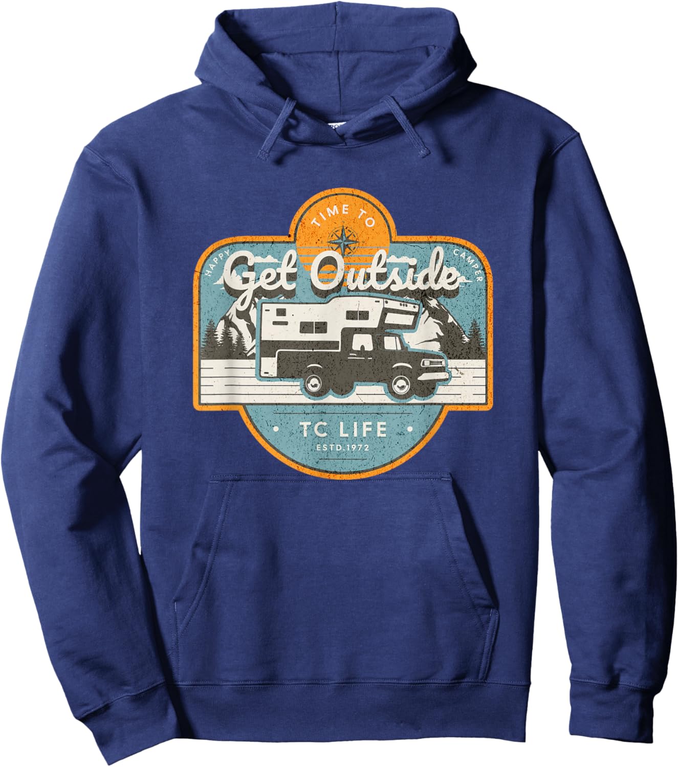 Mountain Adventure Truck Bed Camper for Forest Off-Road Fun Hoodie - Hoodie | Navy