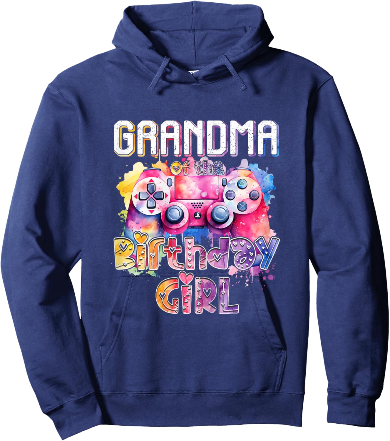 Grandma of the Birthday Girl Matching Video Gamer Birthday Hoodie - Hoodie | Navy
