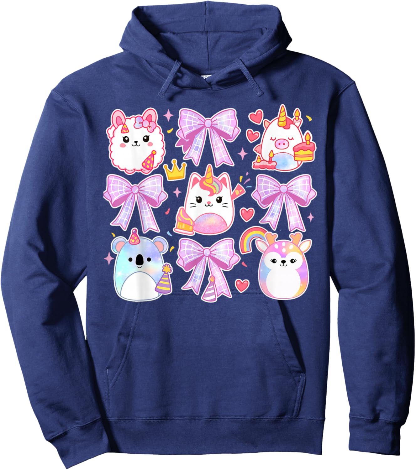 Cute Coquette Bow Squish Girls Kids Hoodie - Hoodie | Navy