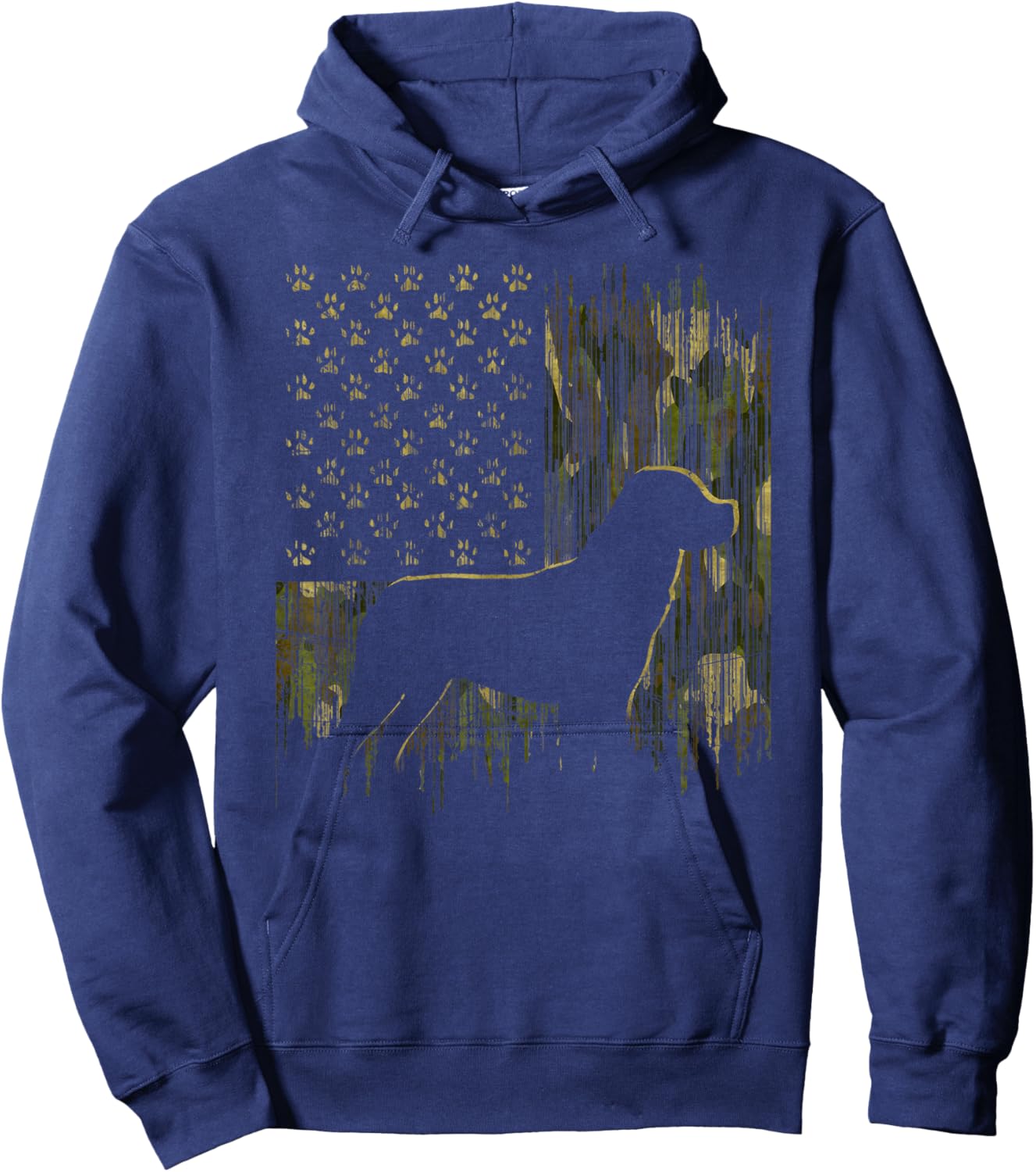 Vintage Camouflage USA Flag Love Rottweiler Dog Silhouette Hoodie - Hoodie | Navy