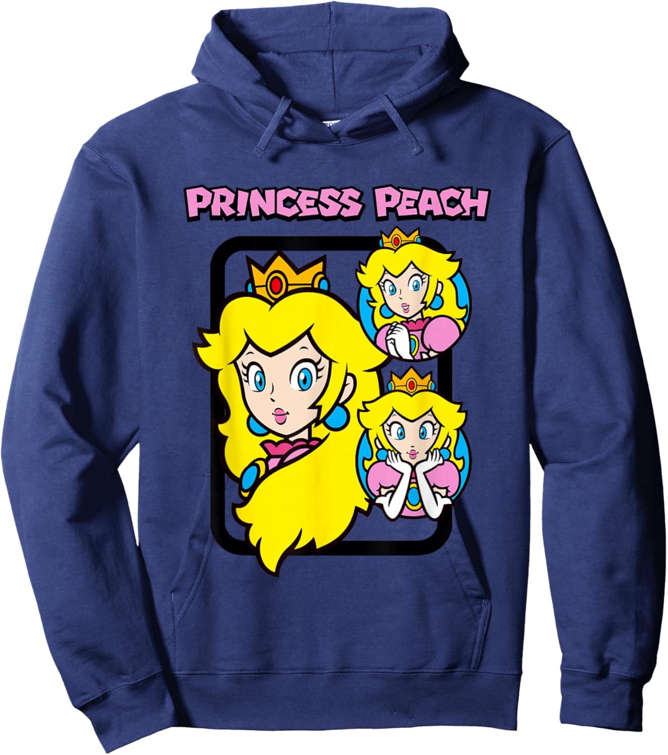 Super Mario Bros Princess Peach Power Up Vintage Hoodie - Hoodie | Navy