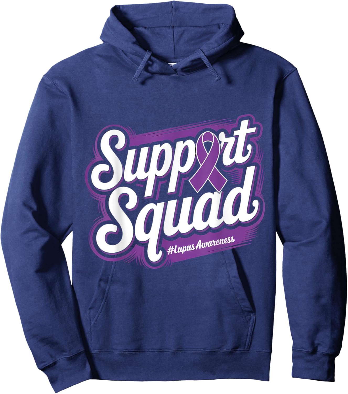 Lupus Awareness Support Squad Purple Ribbon Lupus Survivor Hoodie - Hoodie | Navy