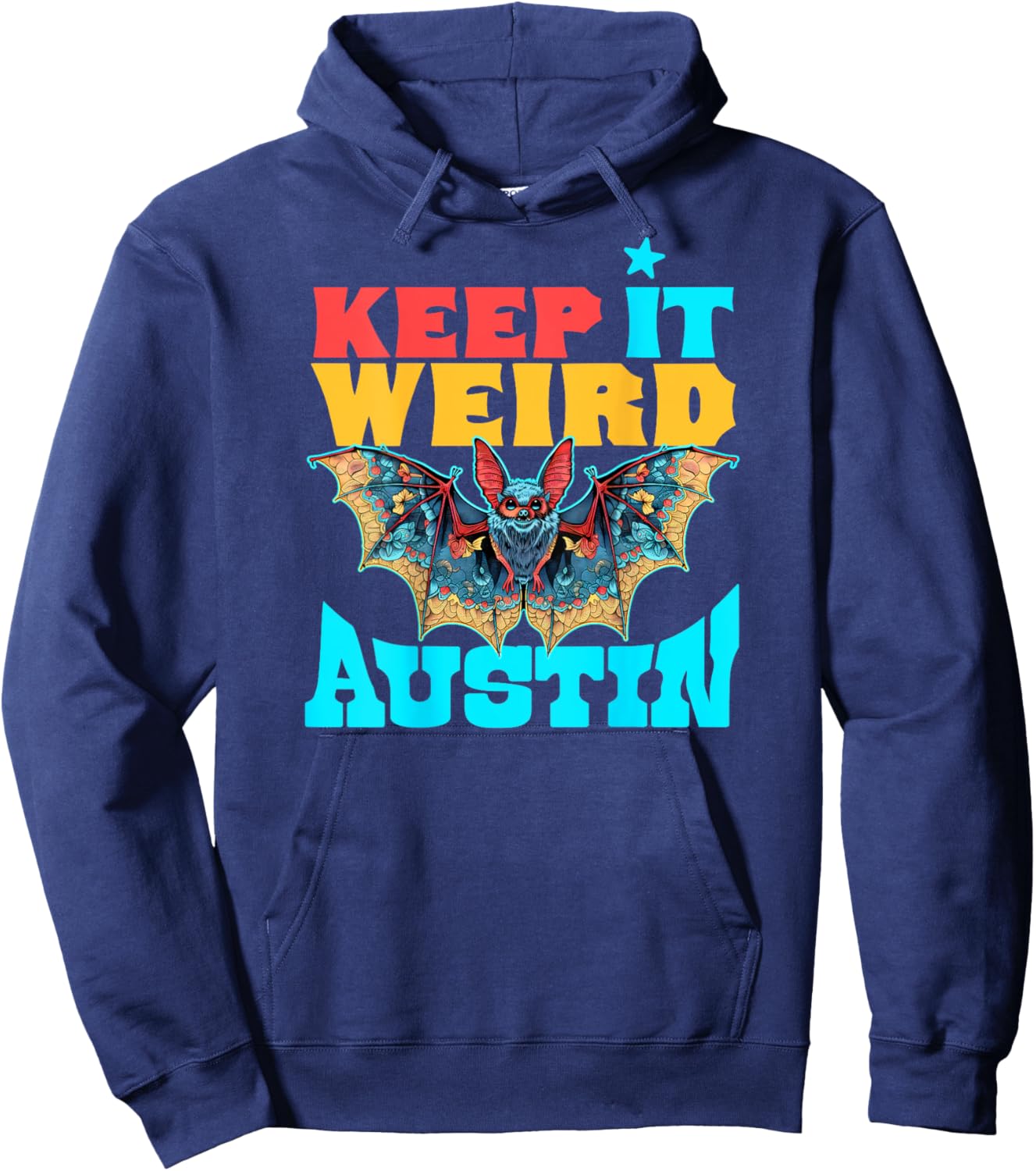Texas Pride Keep It Weird Austin - On Back Austin Bats Hoodie - Hoodie | Navy