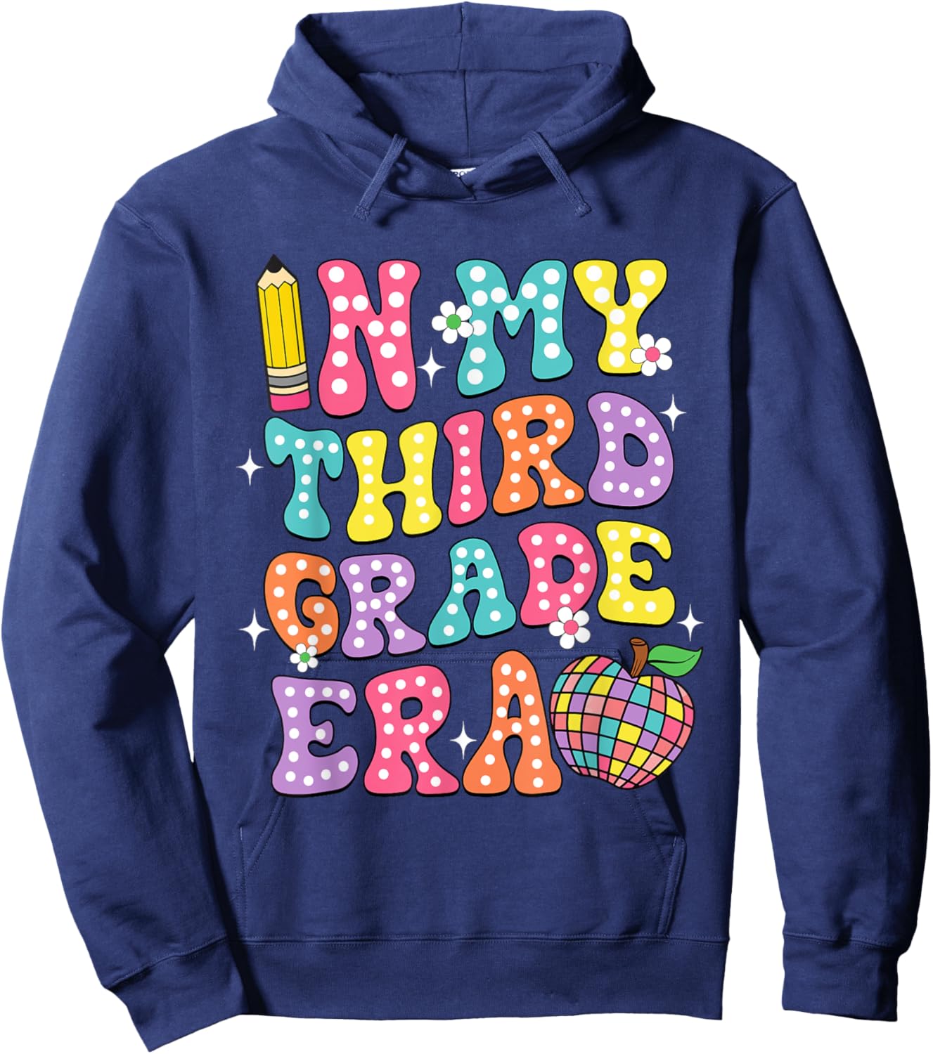 Retro Groovy In My Third Grade Era First Day Back To School Hoodie - Hoodie | Navy
