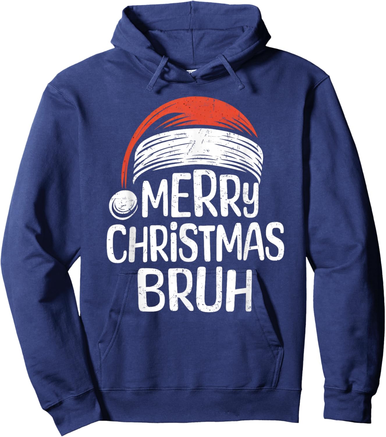 Merry Christmas Bruh Santa Meme Funny Saying for Boys Men Hoodie - Hoodie | Navy