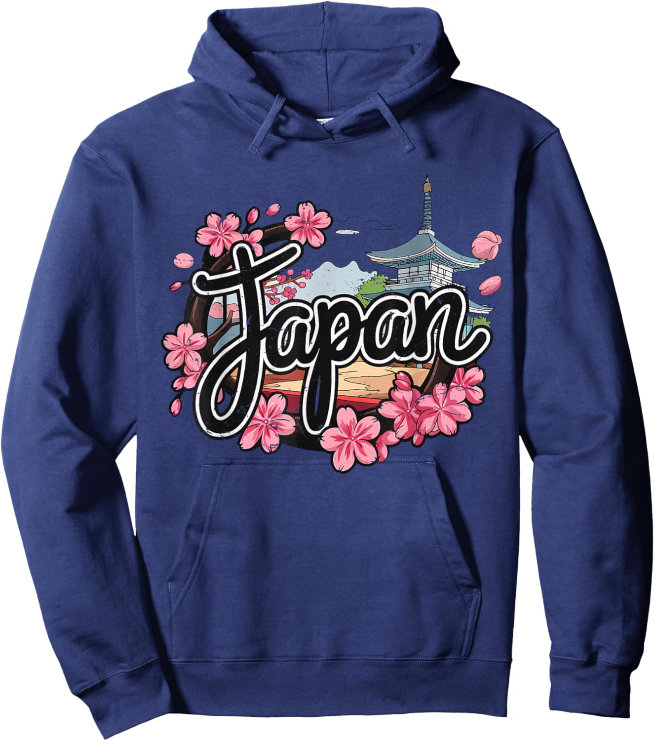 Japan Sakura Travel Cherry Blossom Japanese Temple Hoodie - Hoodie | Navy