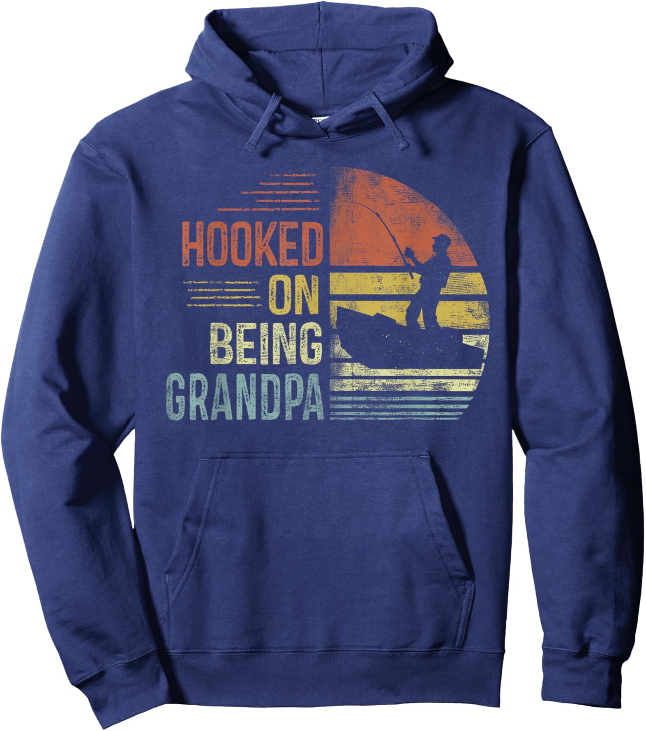 Hooked On Being Grandpa Fishing Gifts Grandpa Father's Day Hoodie - Hoodie | Navy