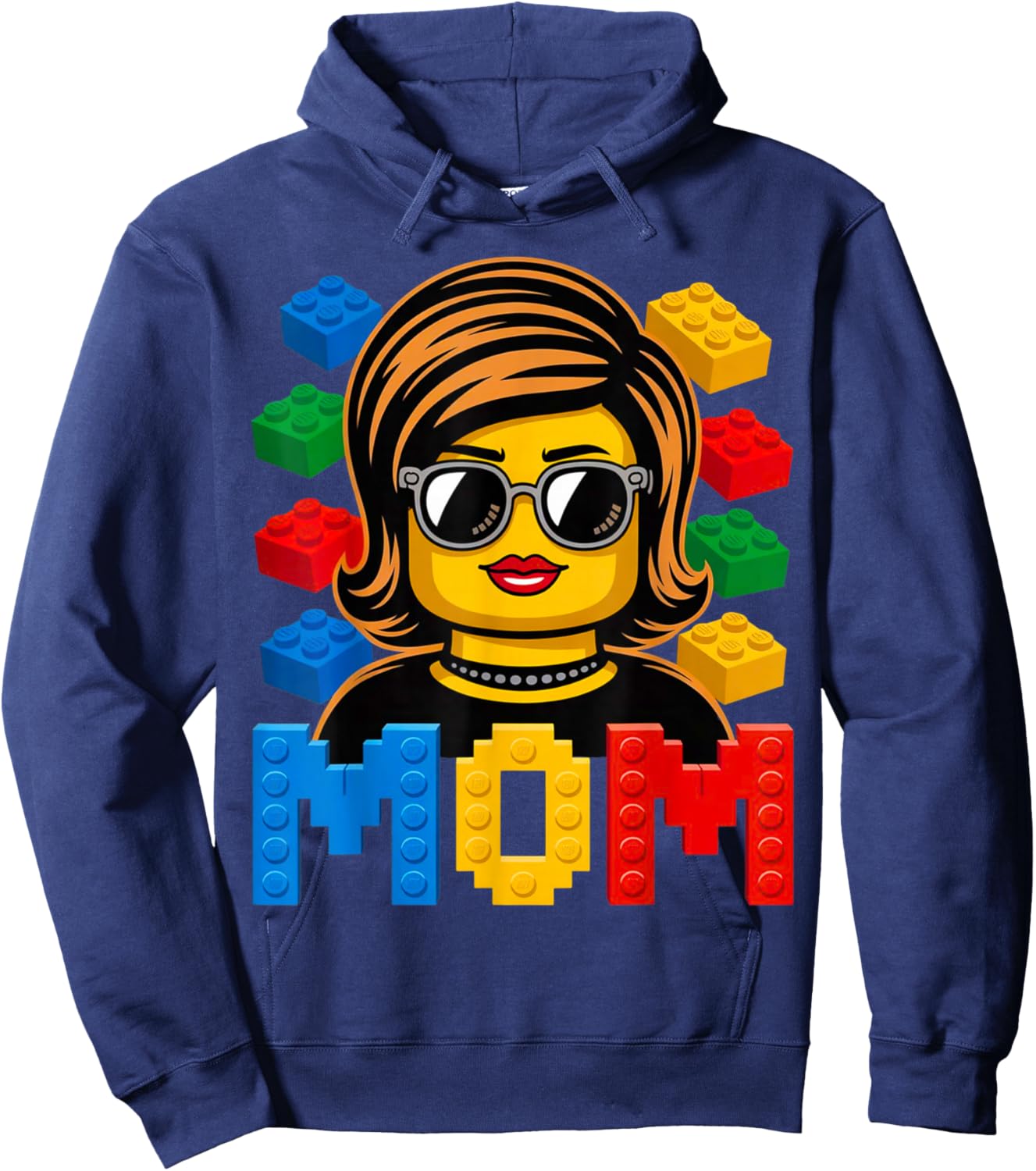 Family Mom Master Builder Building Bricks Blocks Mothers Day Hoodie - Hoodie | Navy