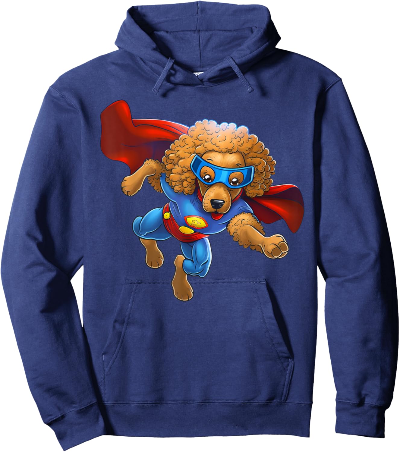 Superhero Poodle Red Cape Super Hero Dog Hoodie - Hoodie | Navy