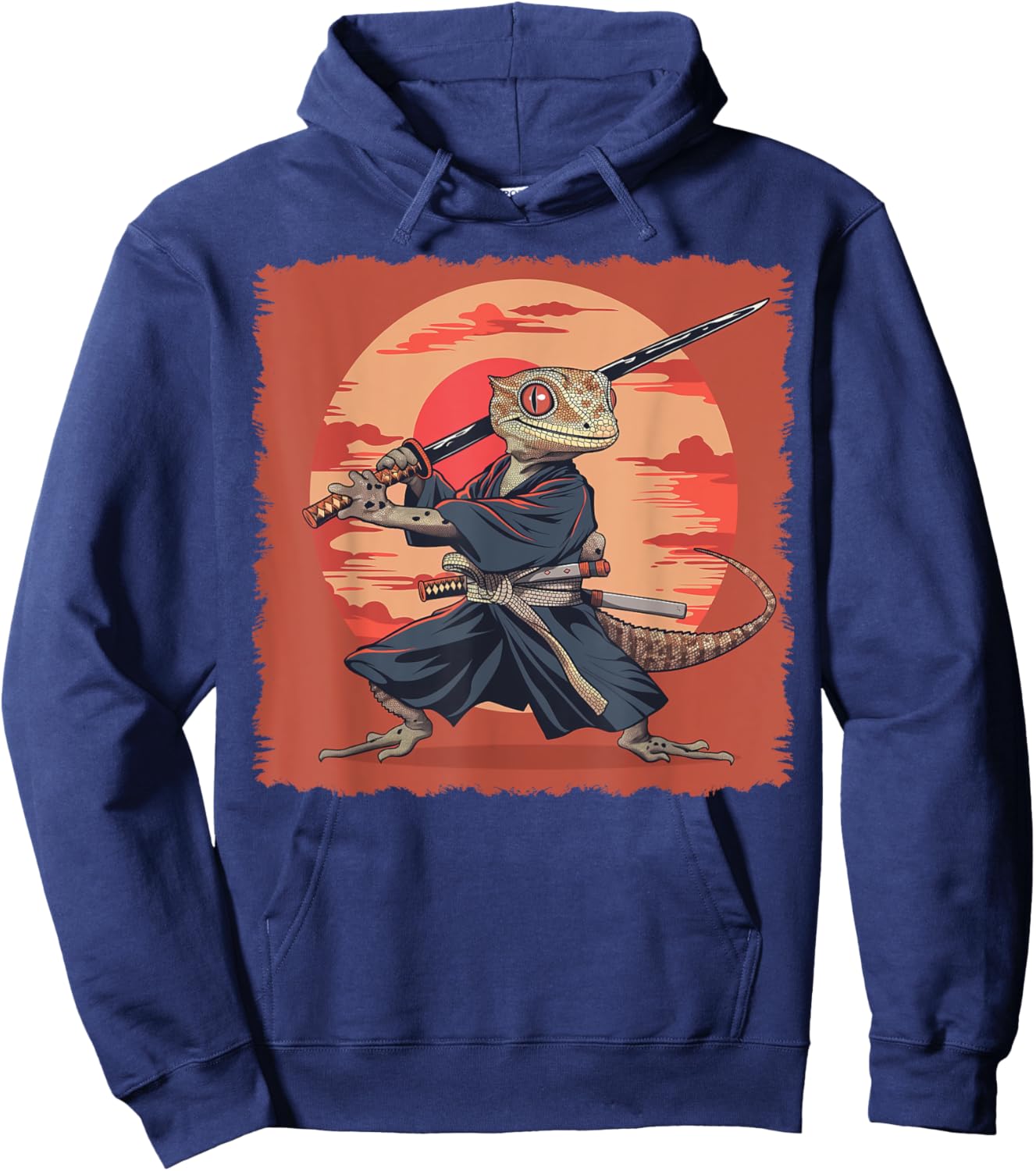 Crested Gecko Lizard Japanese Art Samurai Ukiyo-e Hoodie - Hoodie | Navy
