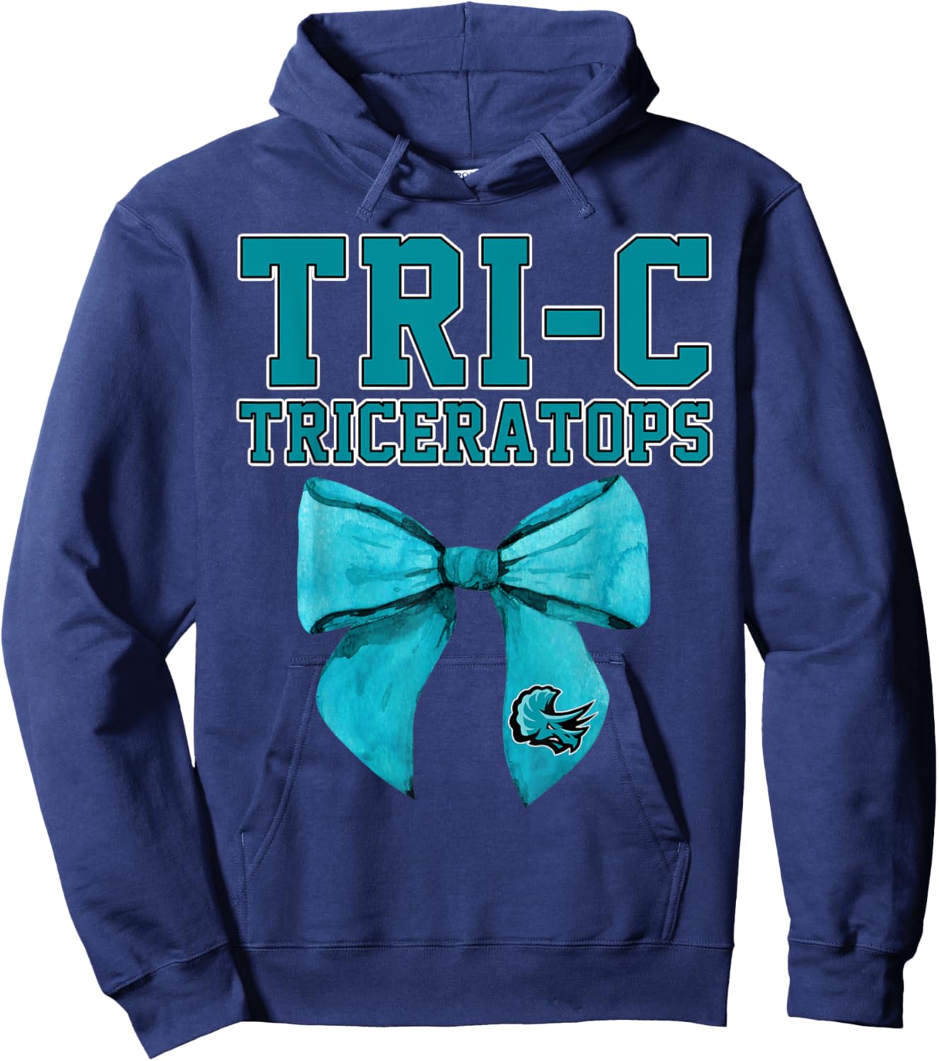 Tri-C TriceratopsCuyahoga Community College Bow Vintage Hoodie - Hoodie | Navy
