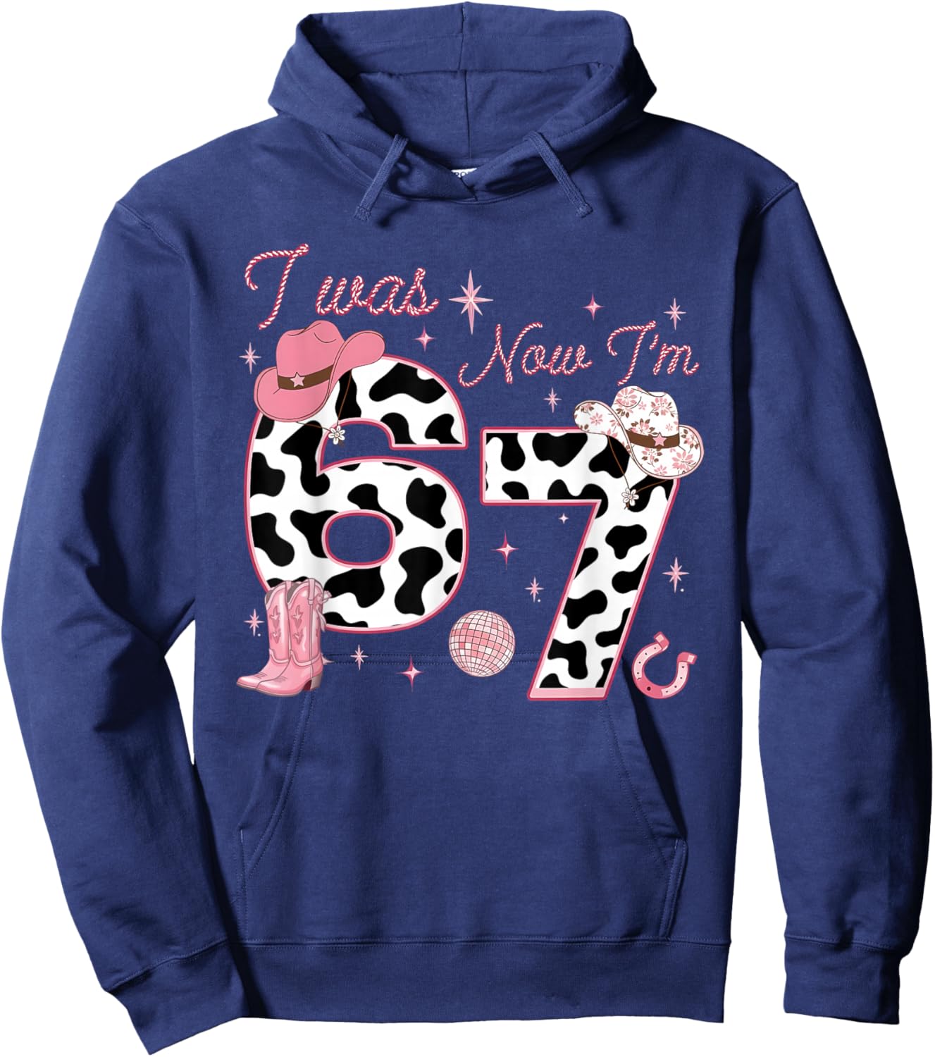 I was 6 Now I'm 7 Year Old 7th Birthday Girl Western Cowgirl Hoodie - Hoodie | Navy