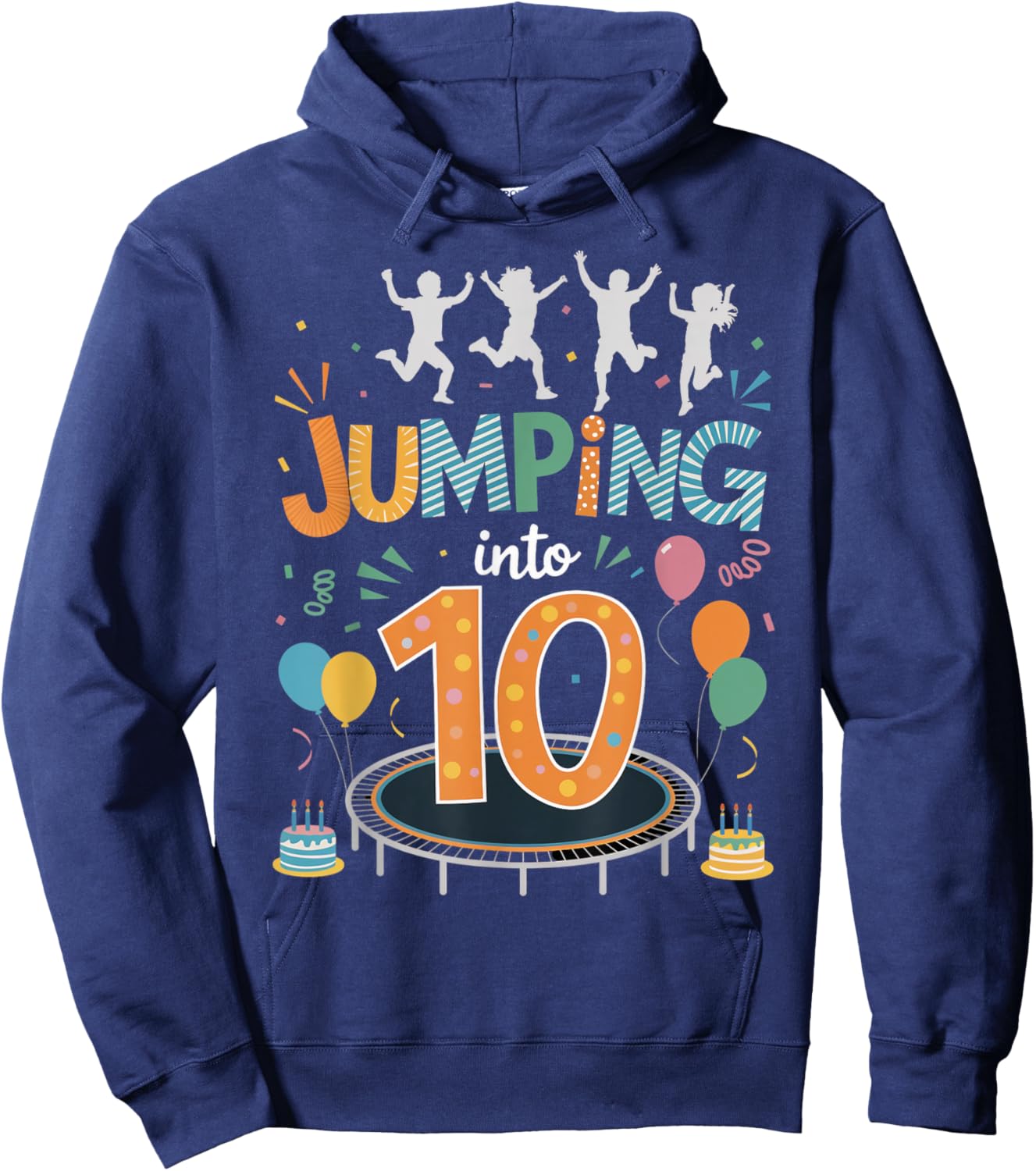 Jumping Into 10 Birthday Party Trampolining Trampoline Hoodie - Hoodie | Navy
