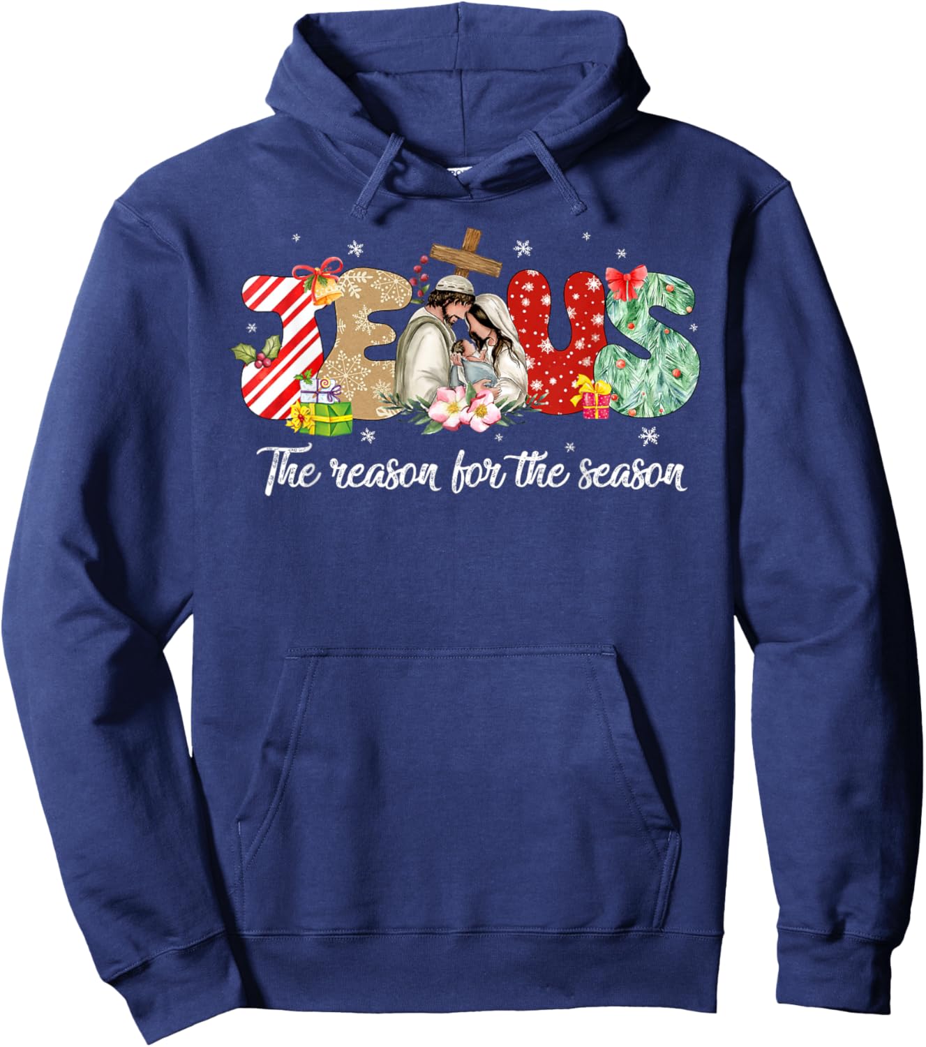 Christmas Jesus Is The Reason For The Season Jesus Pajamas Hoodie - Hoodie | Navy