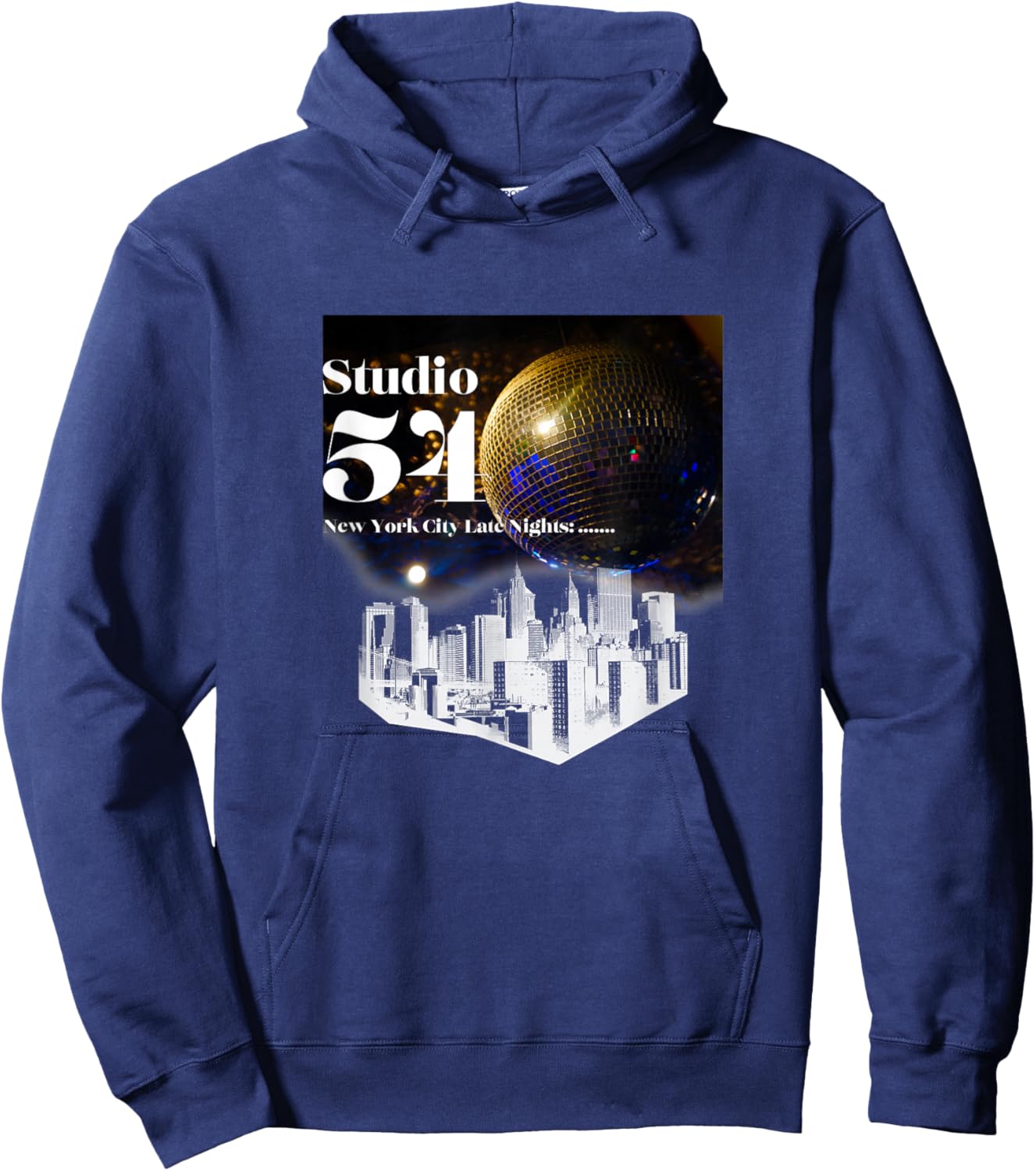 Disco Freaks Store Studio 54 Disco - -Adults, Kids - Black - Small - Short Sleeve Hoodie - Hoodie | Navy