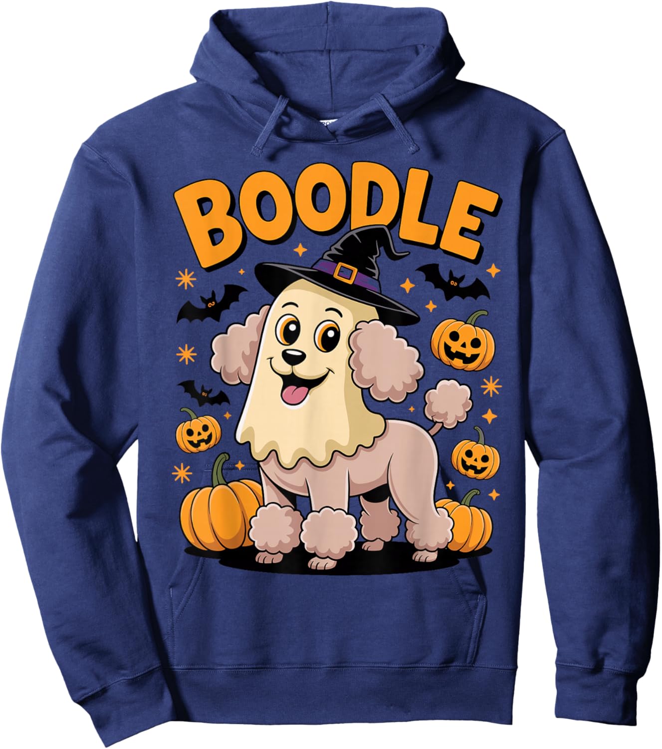 Boodle Funny Boo Spooky Witch Dog Poodle Halloween Hoodie - Hoodie | Navy