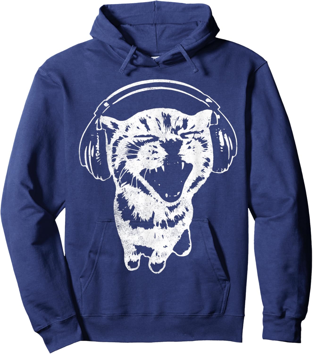 Cute Headphones Cat Y2K Hoodie - Hoodie | Navy