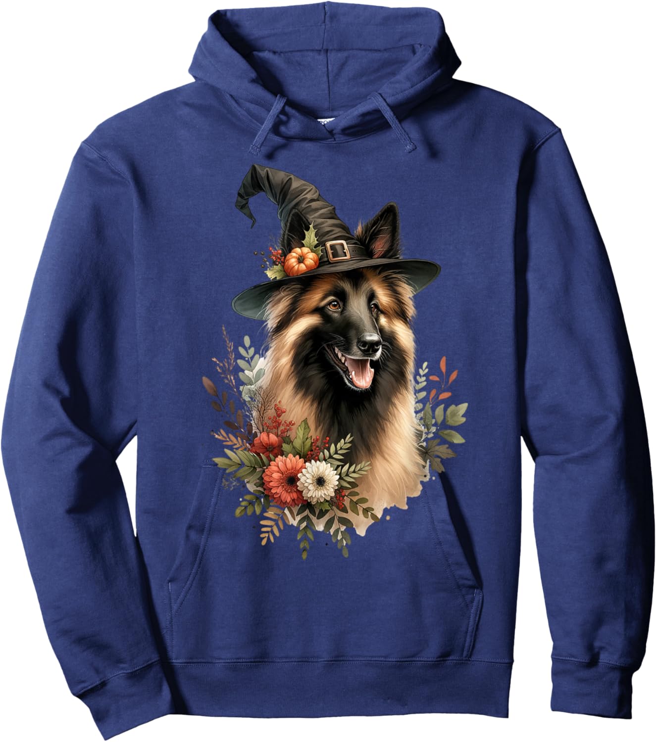 Belgian Tervuren Dog Halloween Watercolor Artwork Hoodie - Hoodie | Navy