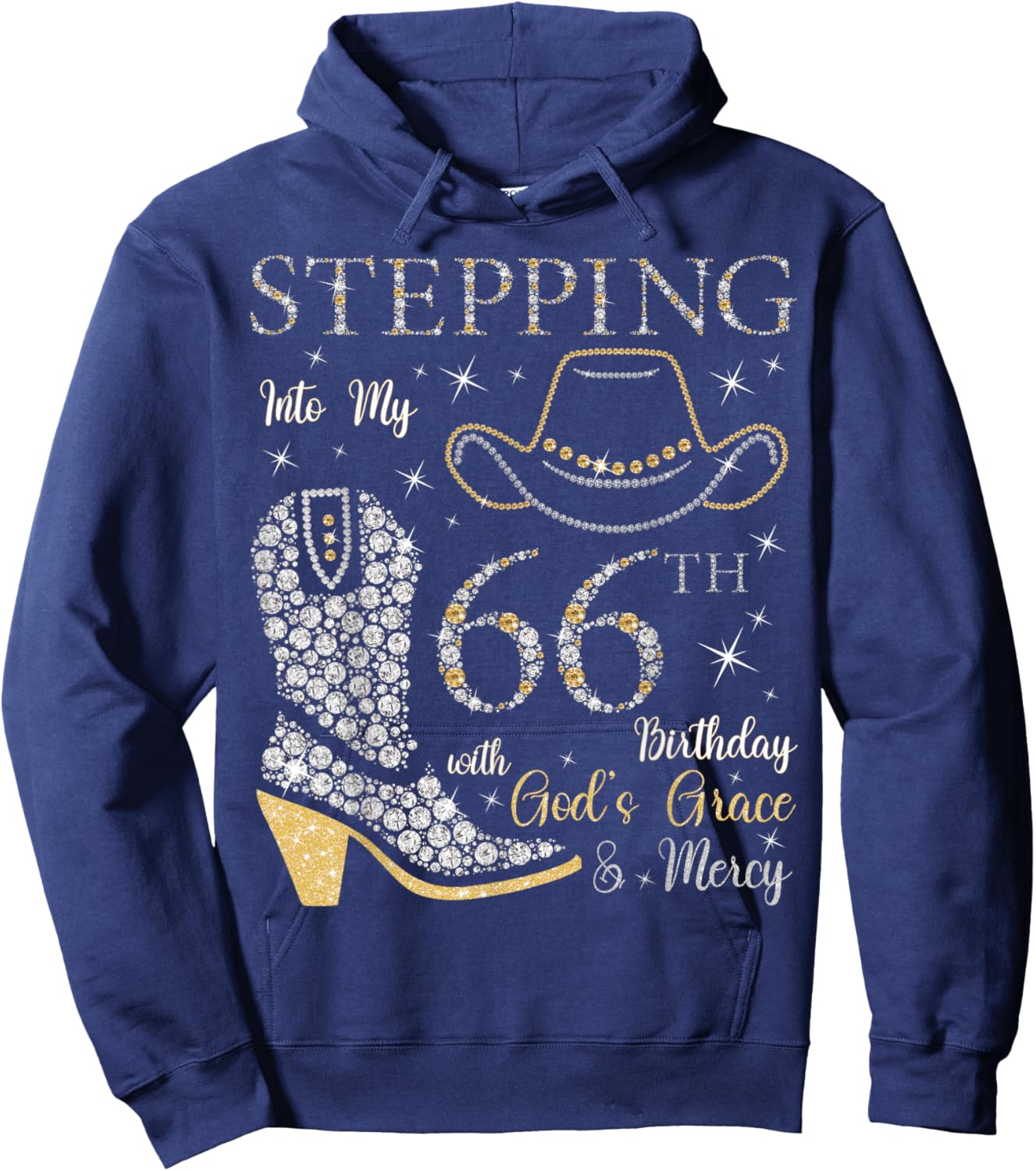 Stepping Into My 66th Birthday With God's Grace and Mercy Hoodie - Hoodie | Navy