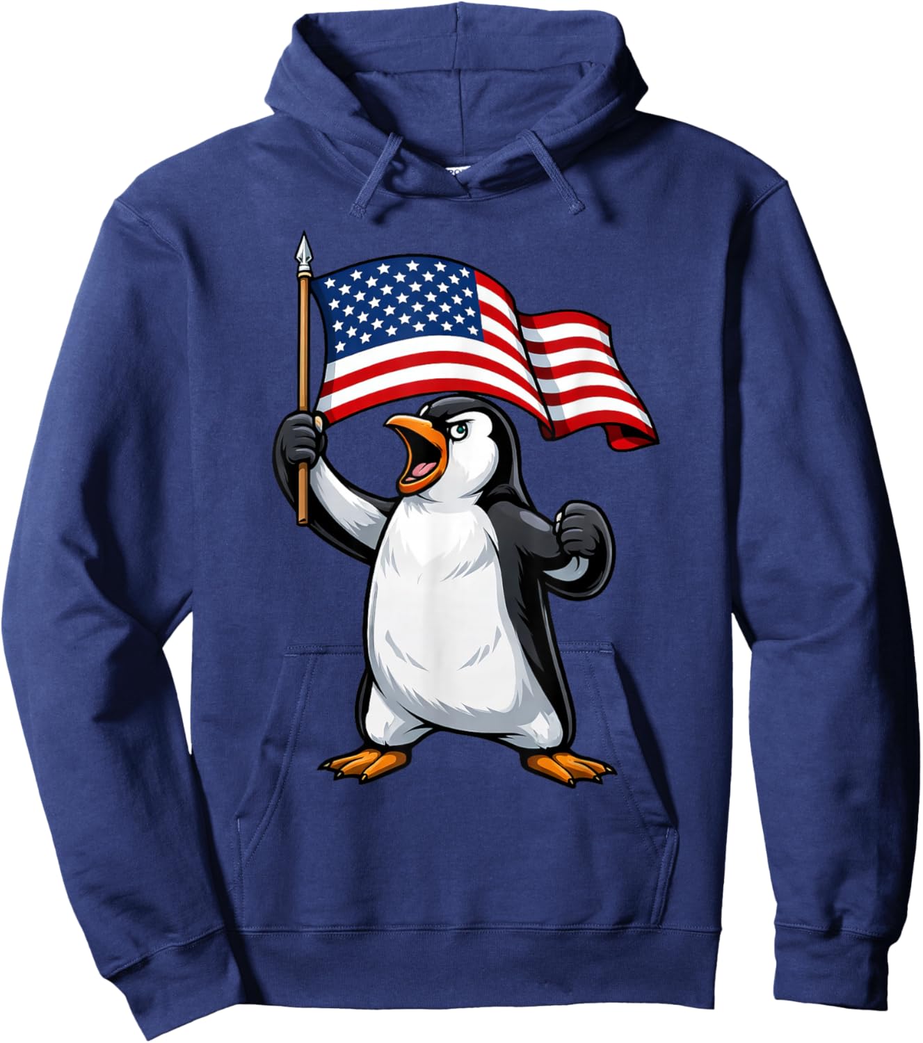 Penguin American Flag 4th of July Hoodie - Hoodie | Navy