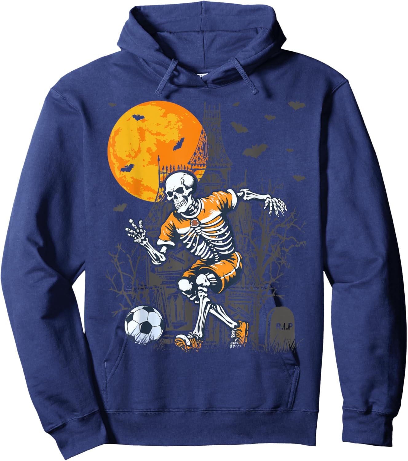 Soccer Skeleton Halloween Skeleton Soccer Player Hoodie - Hoodie | Navy