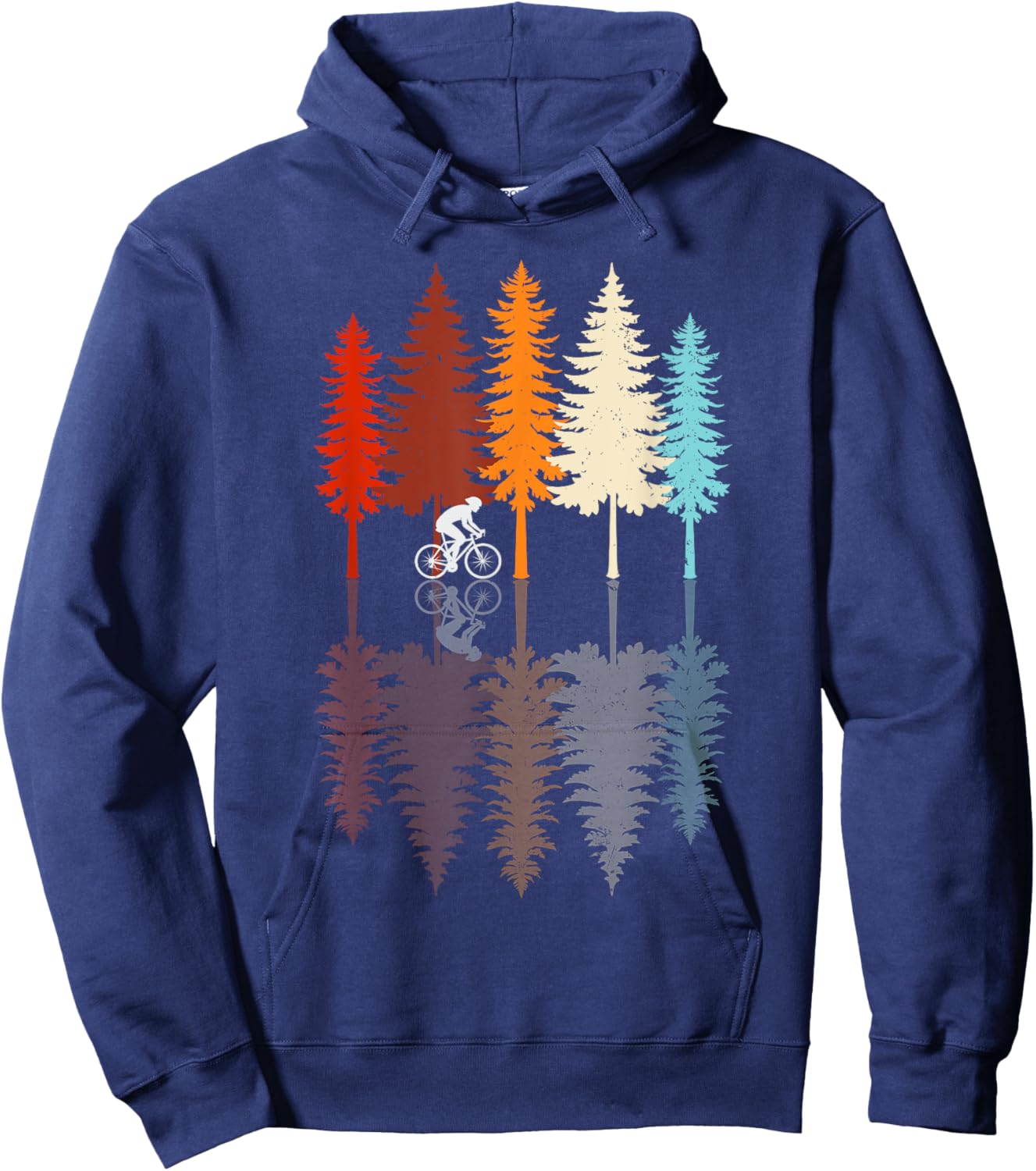 Vintage Cycling Retro Forest Road Bike Bicycle Bicycling Hoodie - Hoodie | Navy