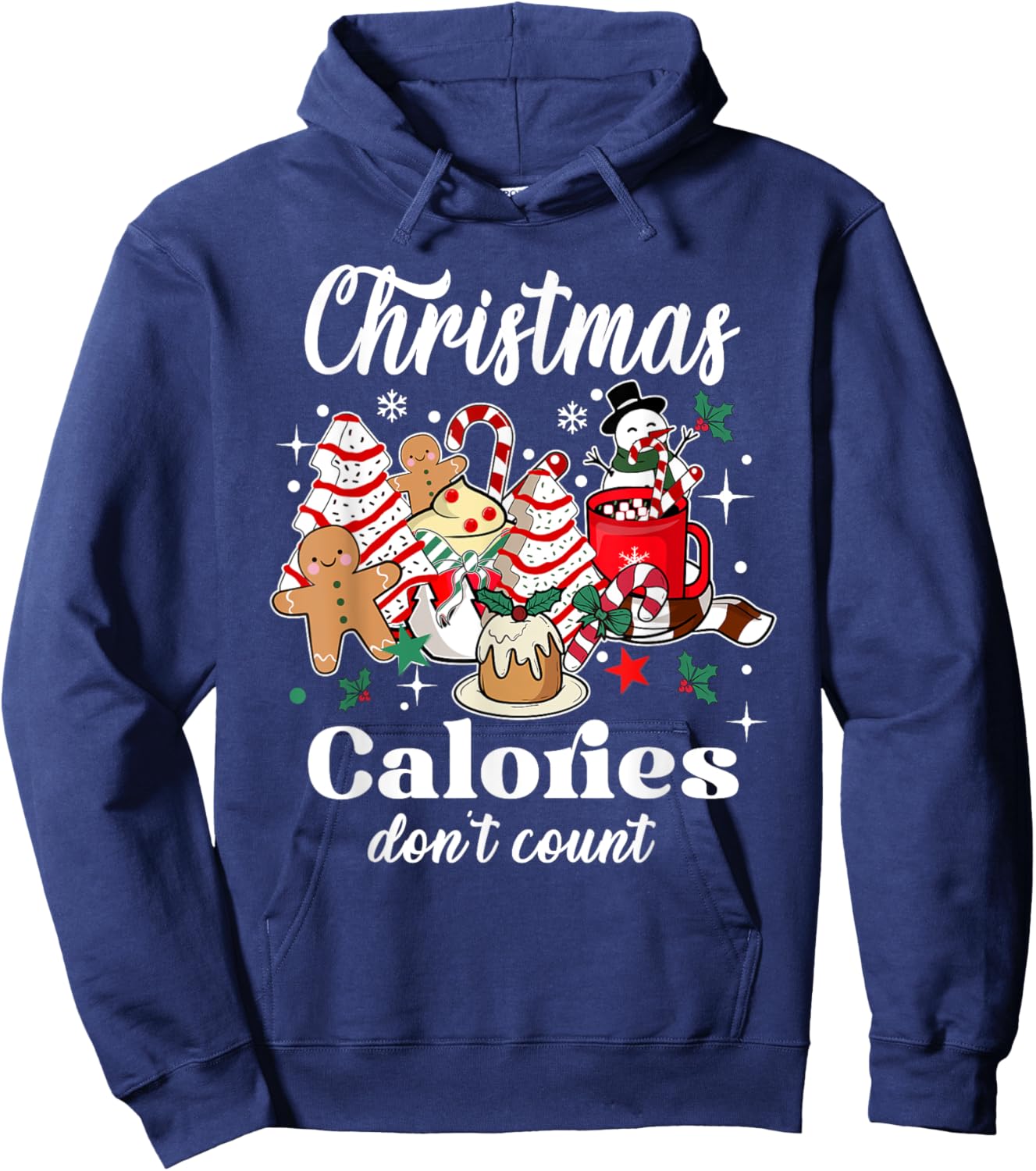 Christmas Calories Don't Count, Retro Christmas Coffee Hoodie - Hoodie | Navy