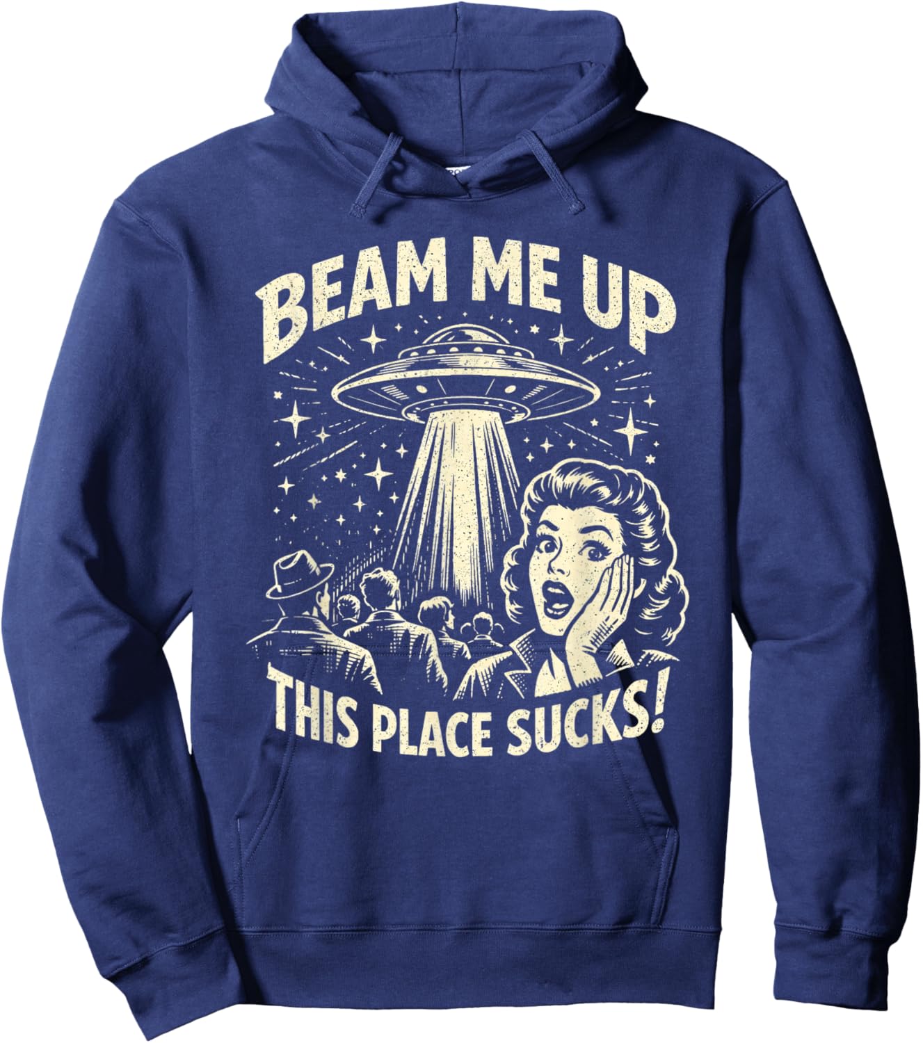 Beam Me Up Dieser Ort ist zum Kotzen lustiger Raum Hoodie - Hoodie | Navy