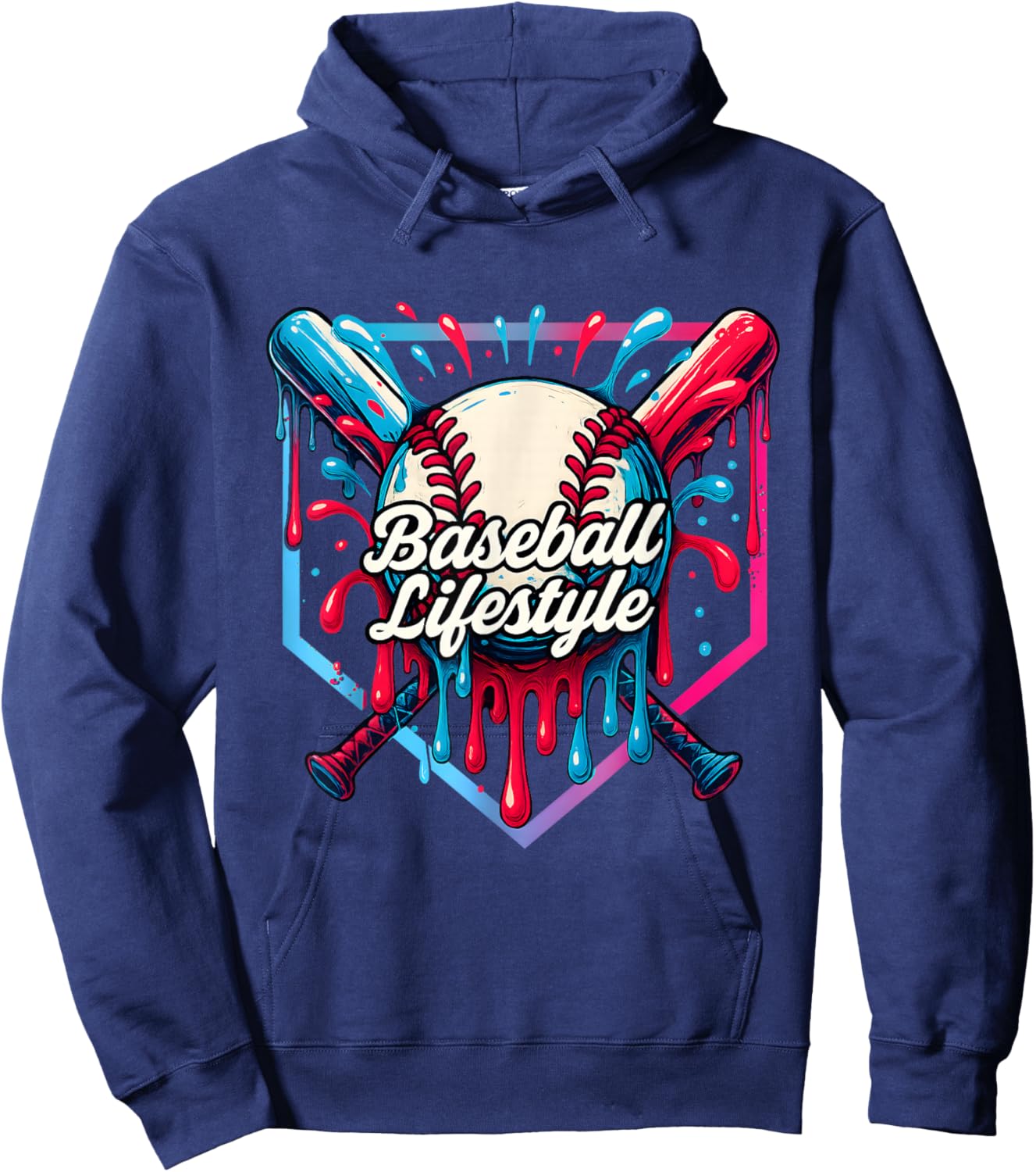Baseball Life Style 101 Apparel Youth Drip Baseball Hoodie - Hoodie | Navy