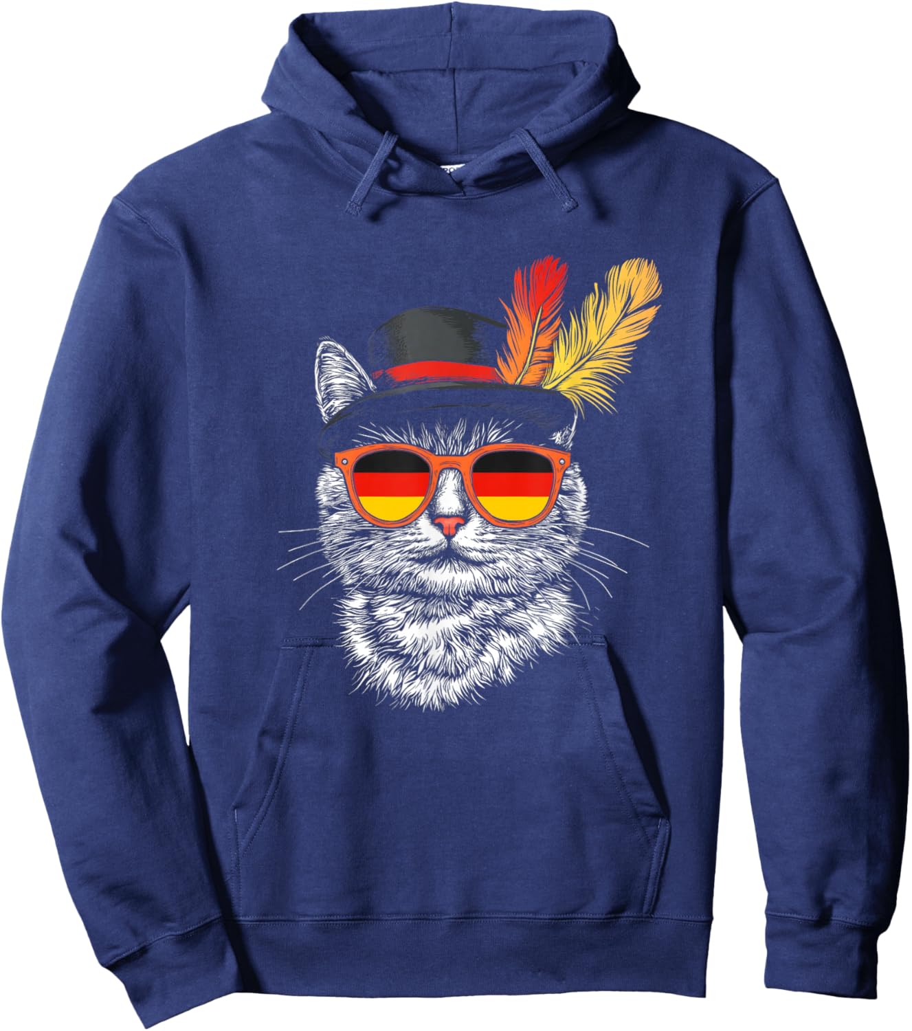 Cute Cat German Flag Oktoberfest Costume Germany Festival Hoodie - Hoodie | Navy