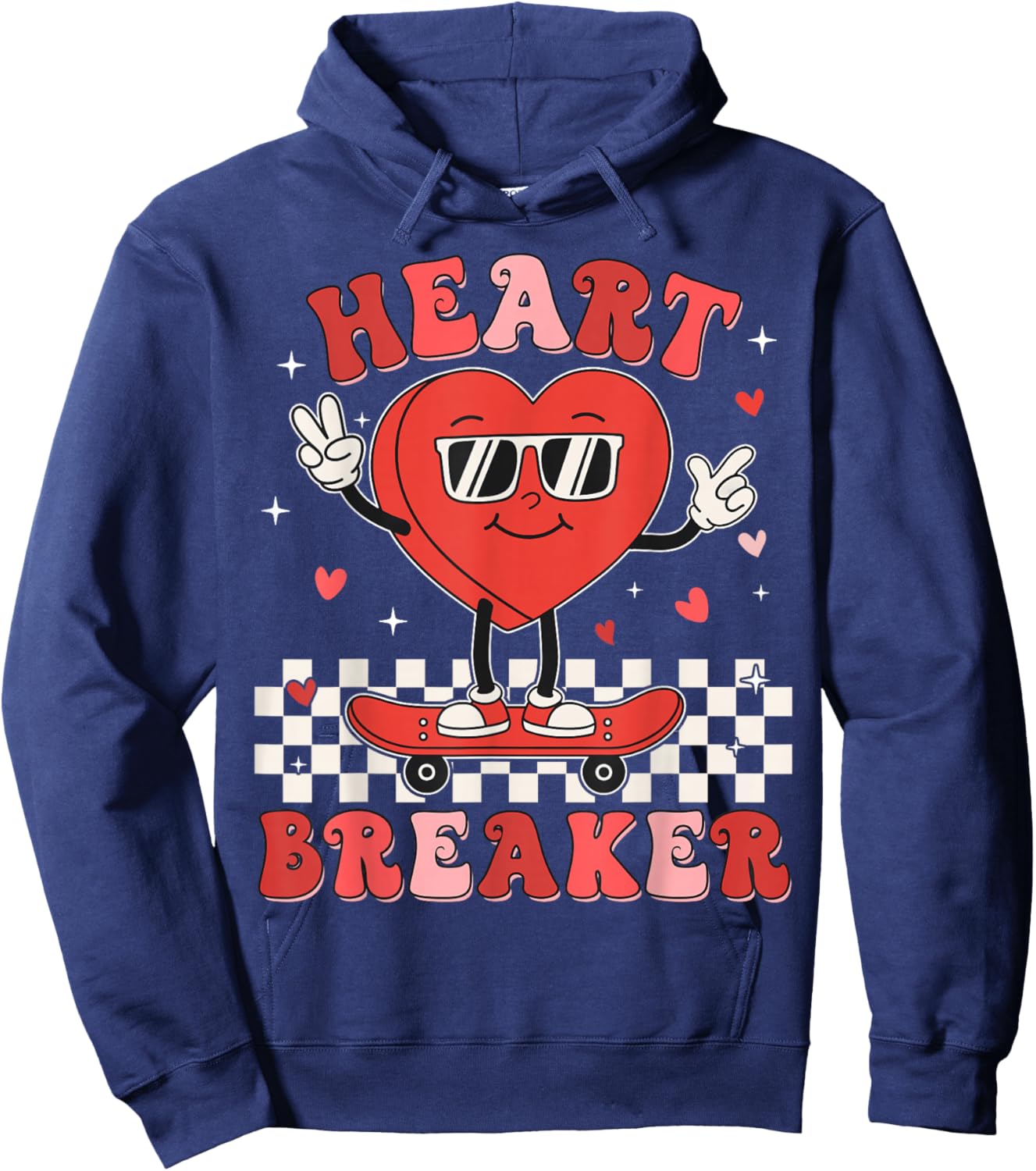 Cute Groovy Valentines Day Funny Valentine Kids Boy Toddler Hoodie - Hoodie | Navy