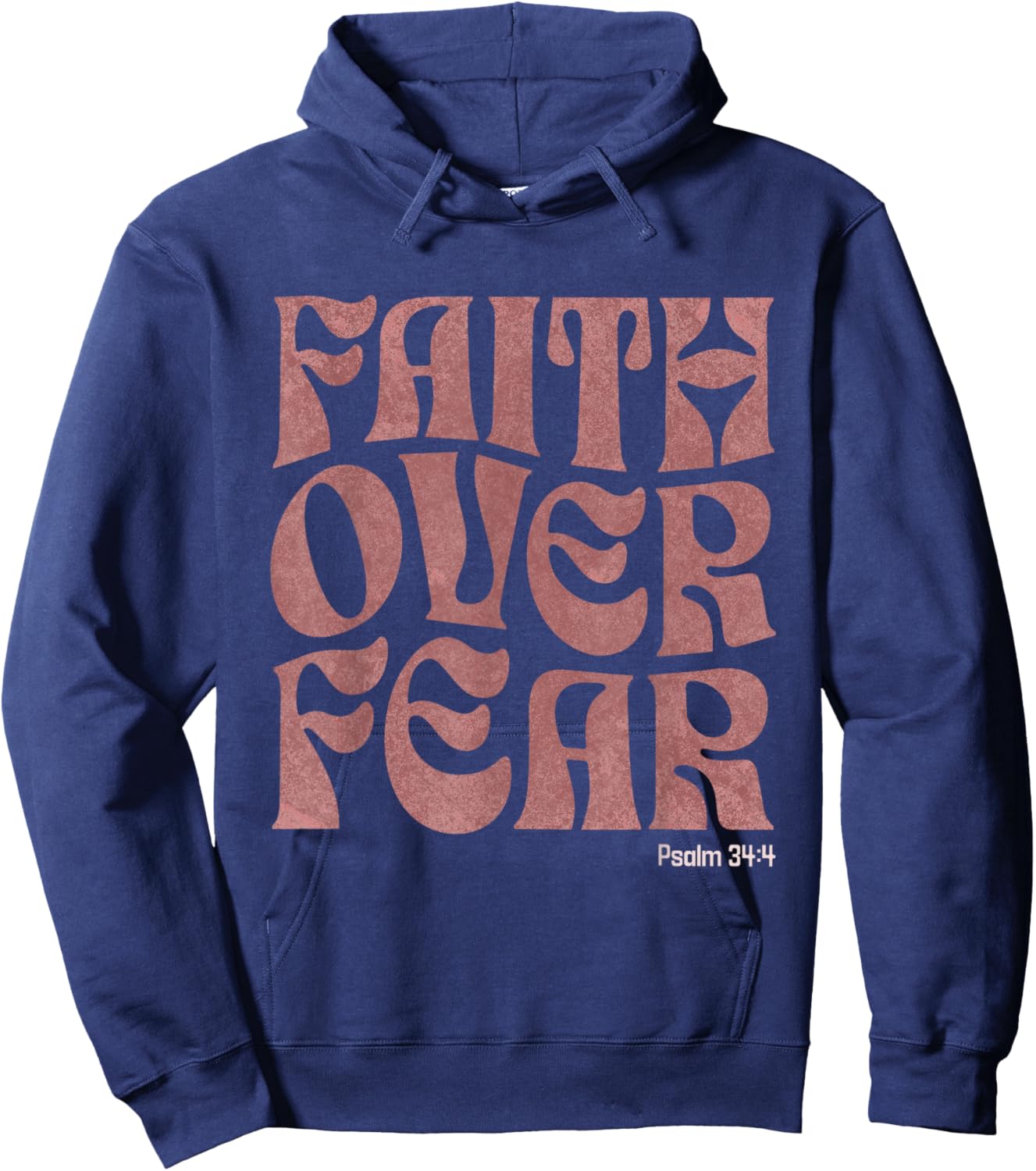 Faith Over Fear Inspirational Christian Worship Bible Verse Hoodie - Hoodie | Navy