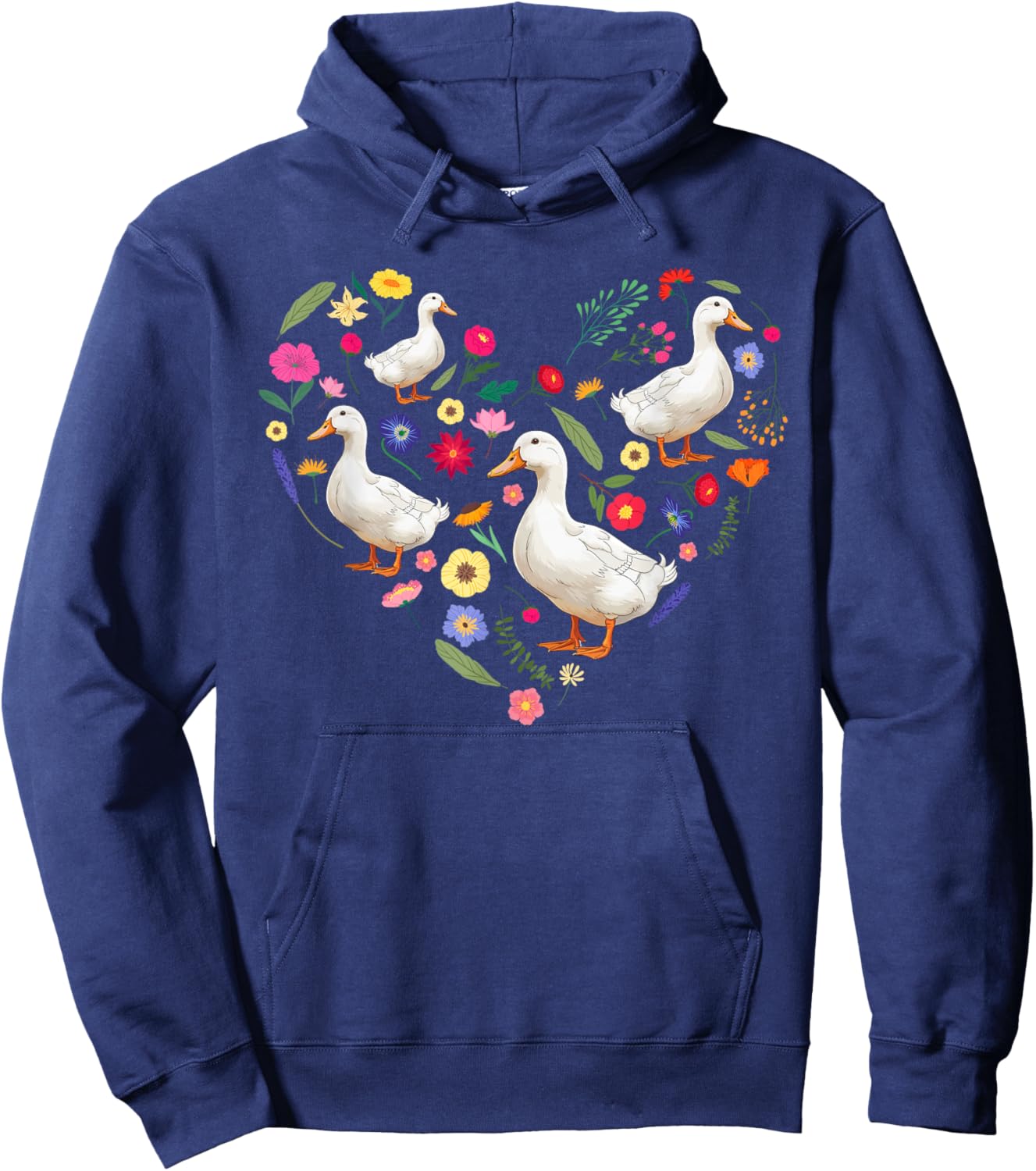 Ducks Flowers Duck Owner Duck Lover Duck Mom Duck Dad Hoodie - Hoodie | Navy