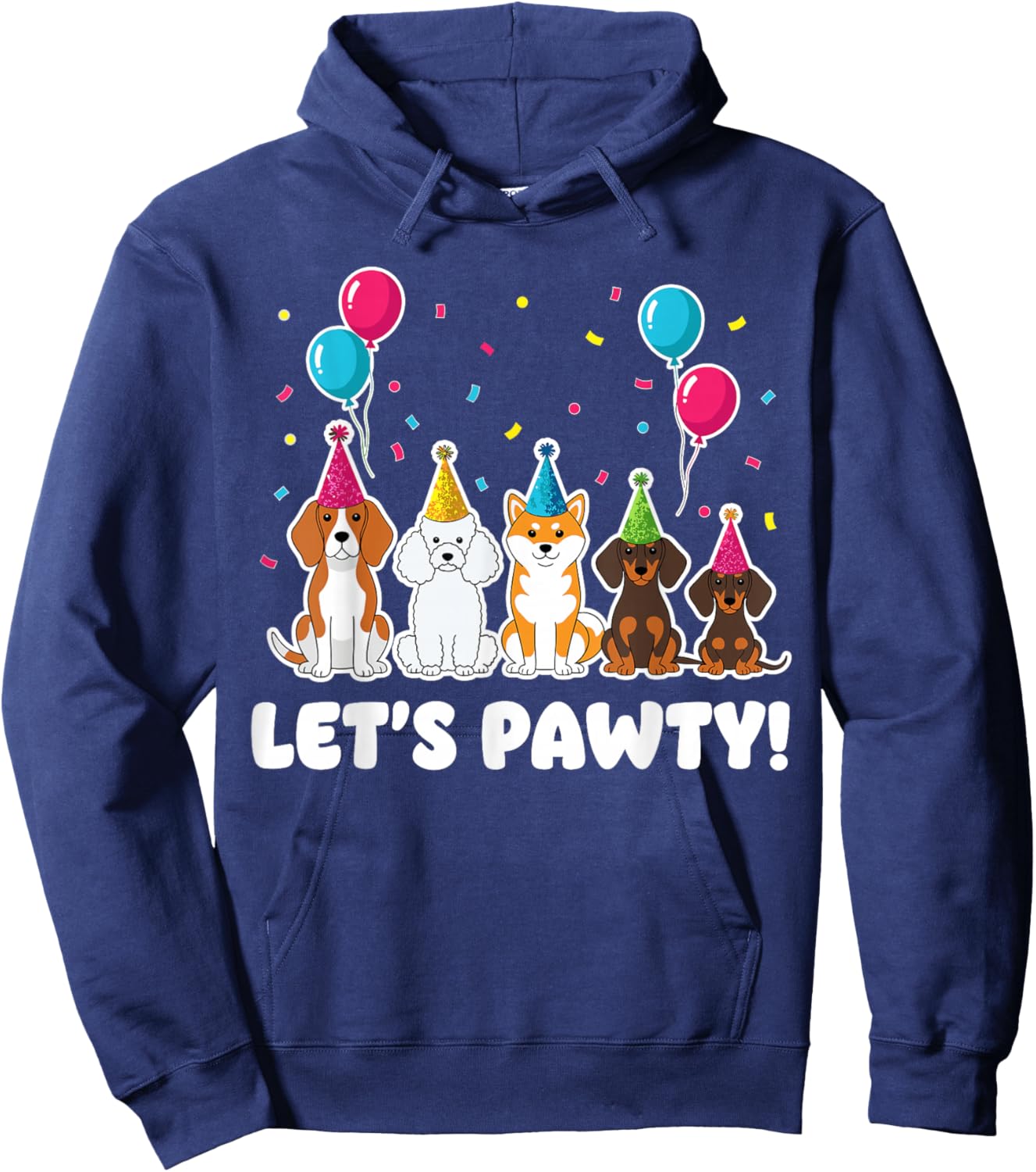 Happy Birthday Dog Shirt for Pet Lovers, Dog Let’s Pawty Hoodie - Hoodie | Navy