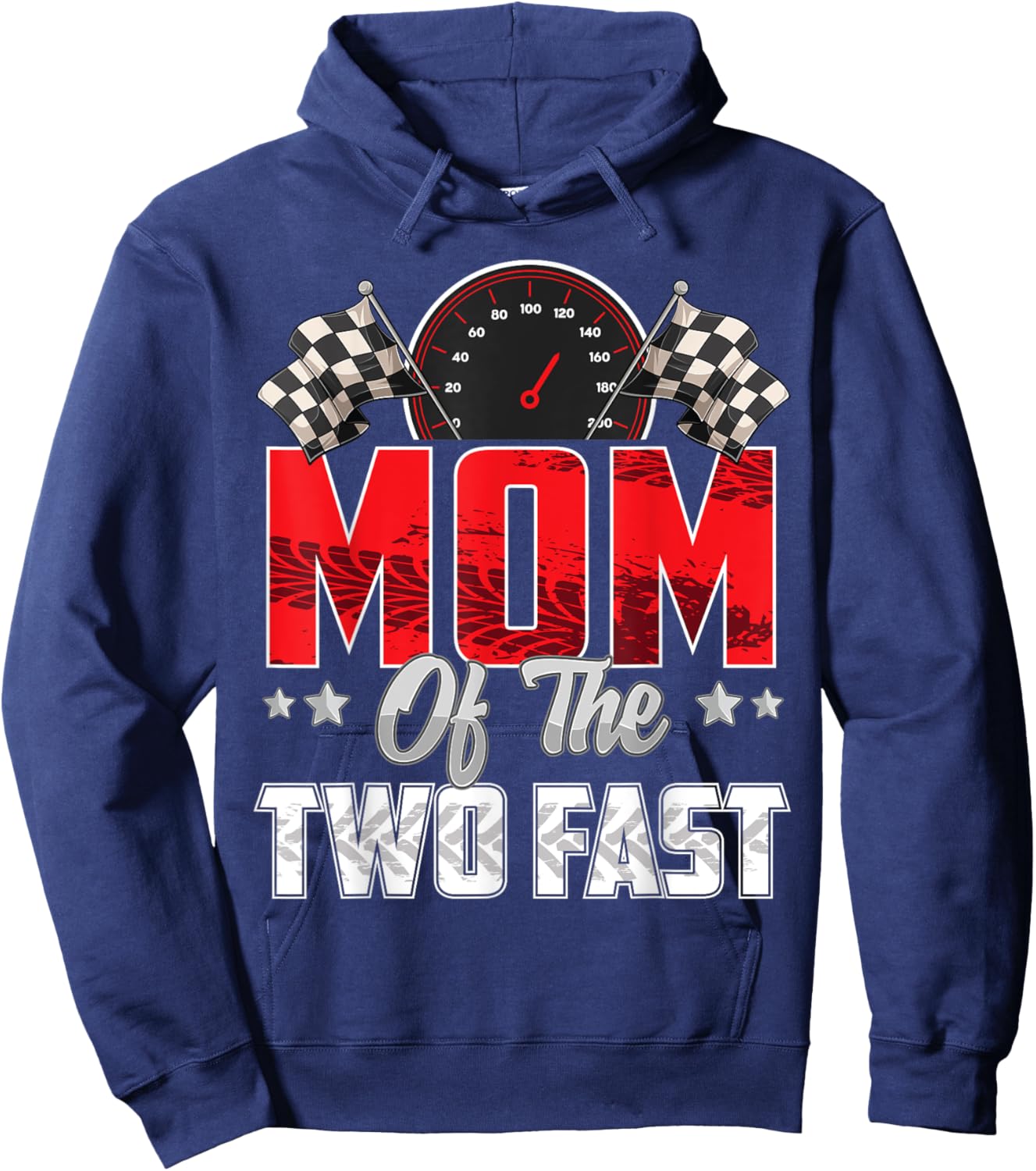 2 year old racing car two fast birthday 2nd Family Mom Hoodie - Hoodie | Navy