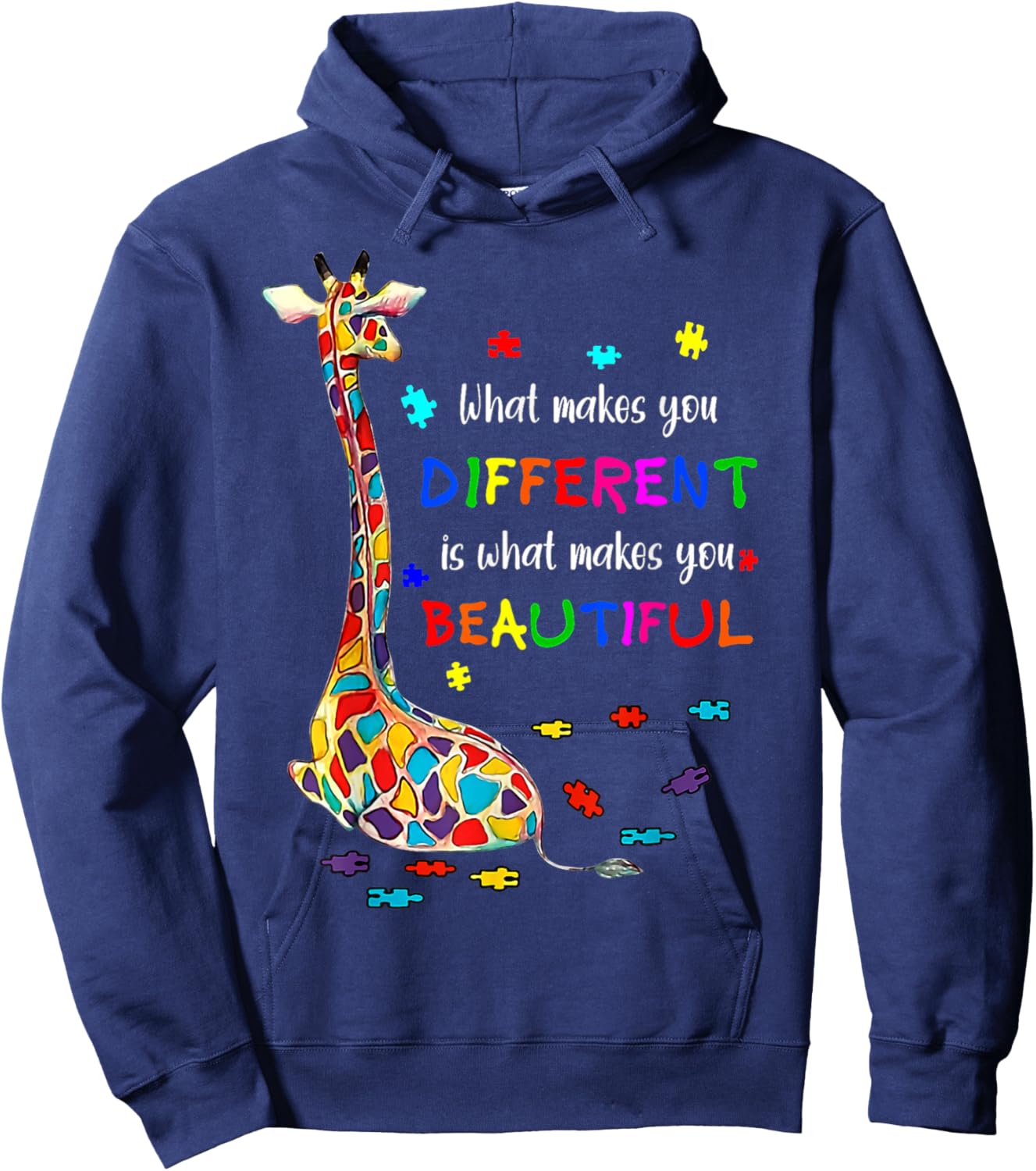 What Makes You Different Giraffe Mom Autism Child Awareness Hoodie - Hoodie | Navy