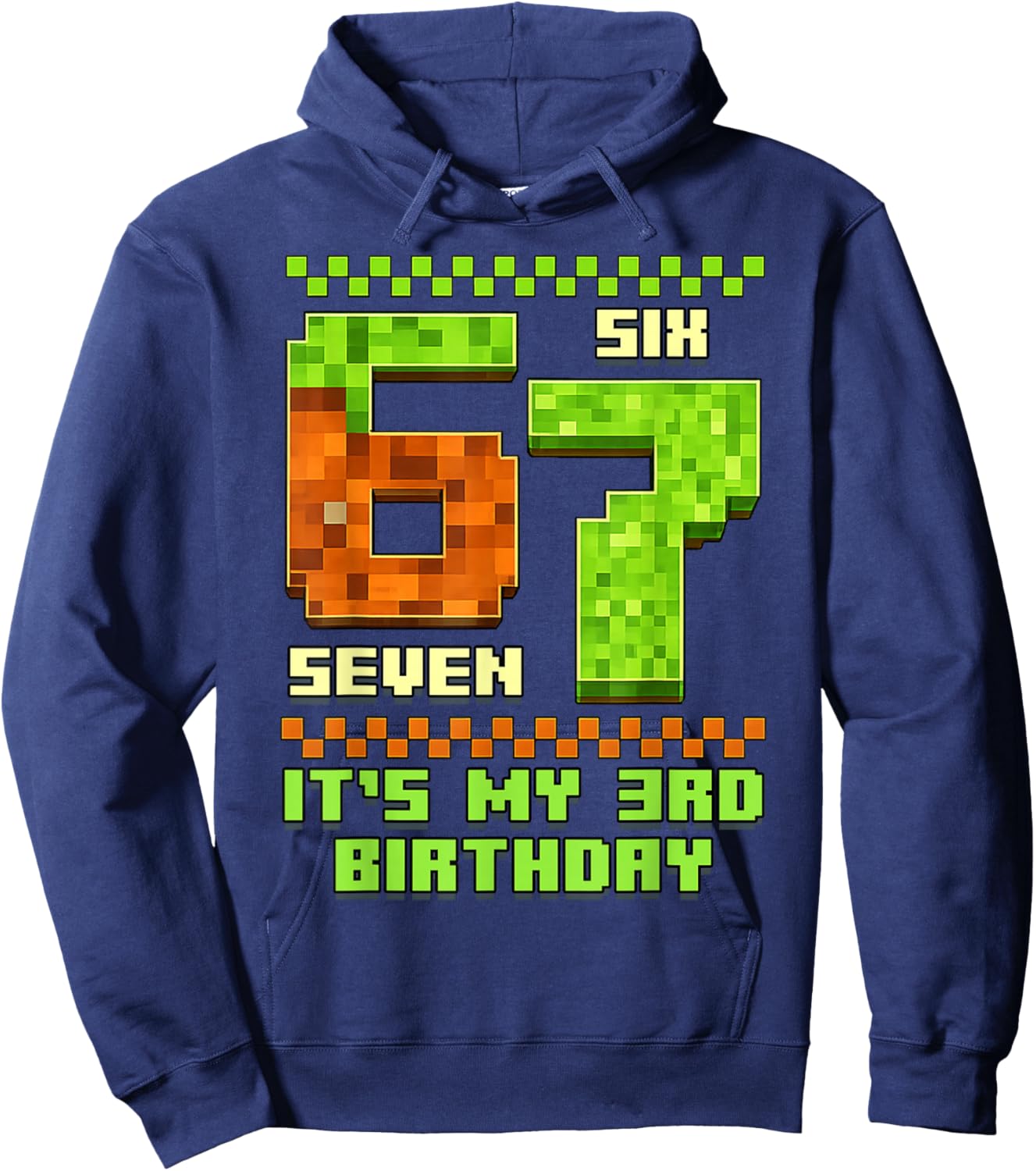 Gamer 3 Years Birthday Boy 67 3rd Bday Six Seven 6 7 Boy Hoodie - Hoodie | Navy