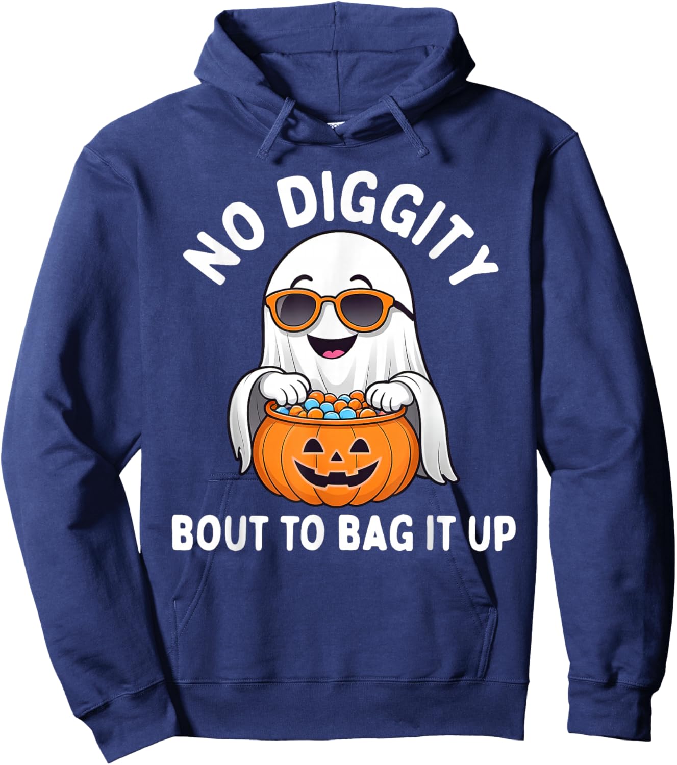 Halloween Ghost No Diggity Bout to Bag it Up Toddler Boys Hoodie - Hoodie | Navy