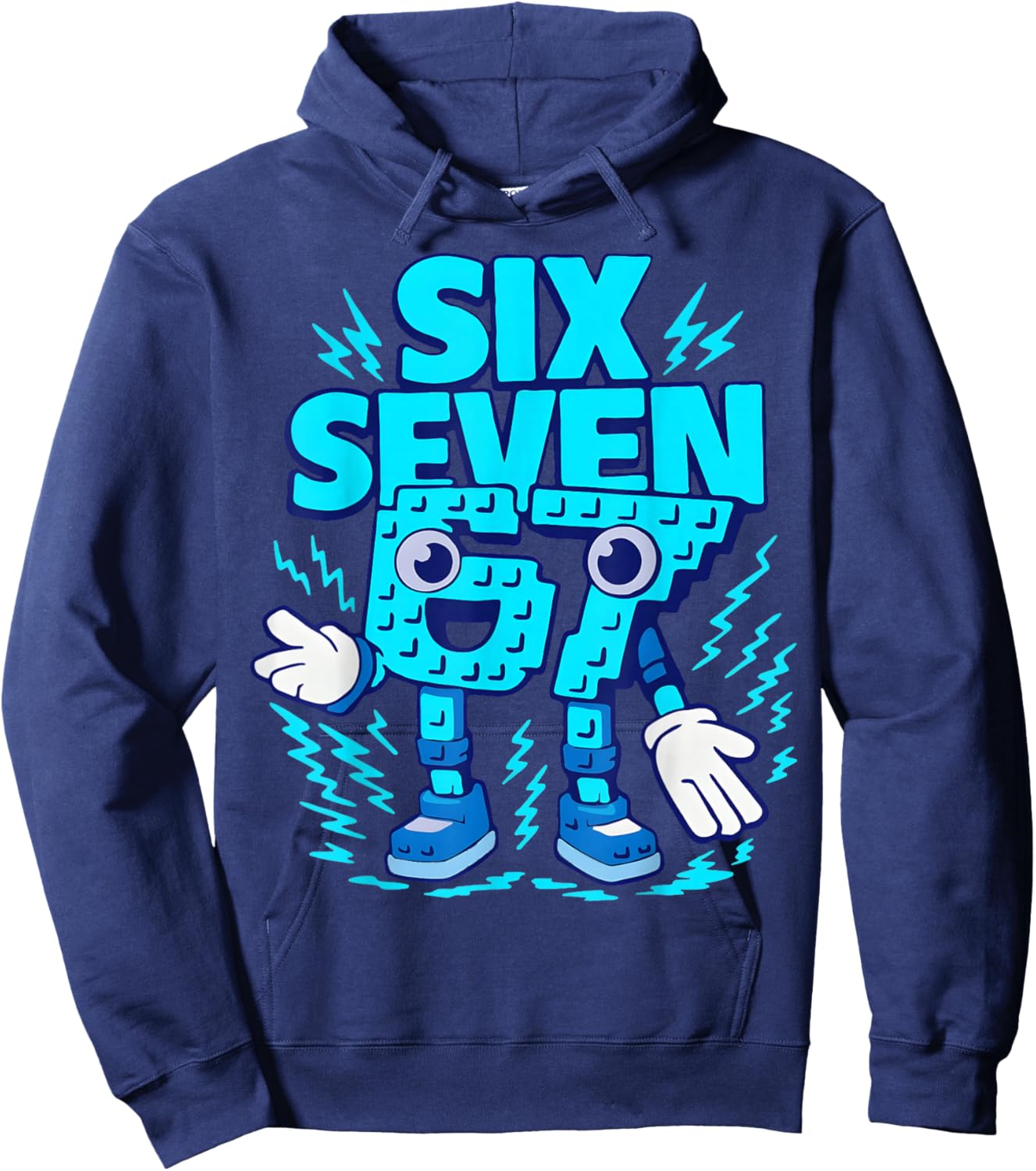67 Six Seven 6-7 - Funny Italian Brainrot Kids Gaming Meme Hoodie - Hoodie | Navy